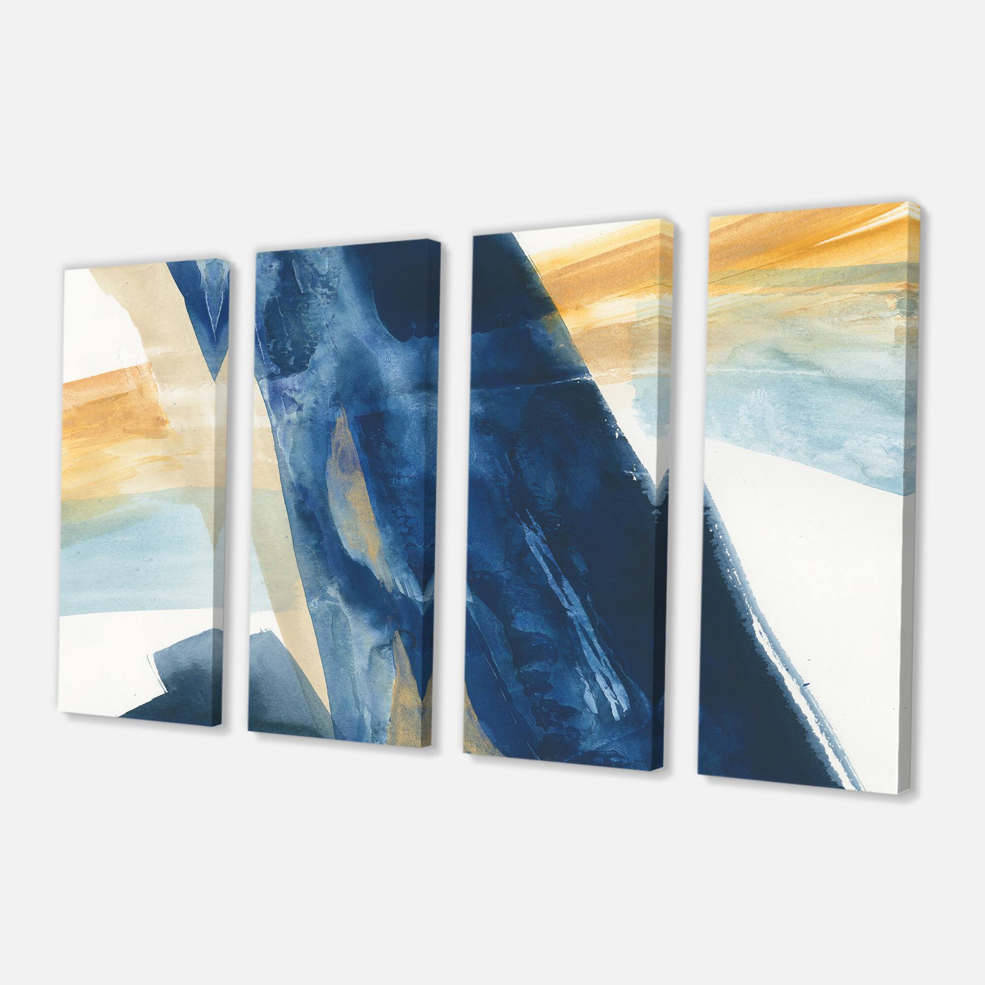 Designart - Indigo Panel I - Glam Modern Premium Canvas Wall Art
