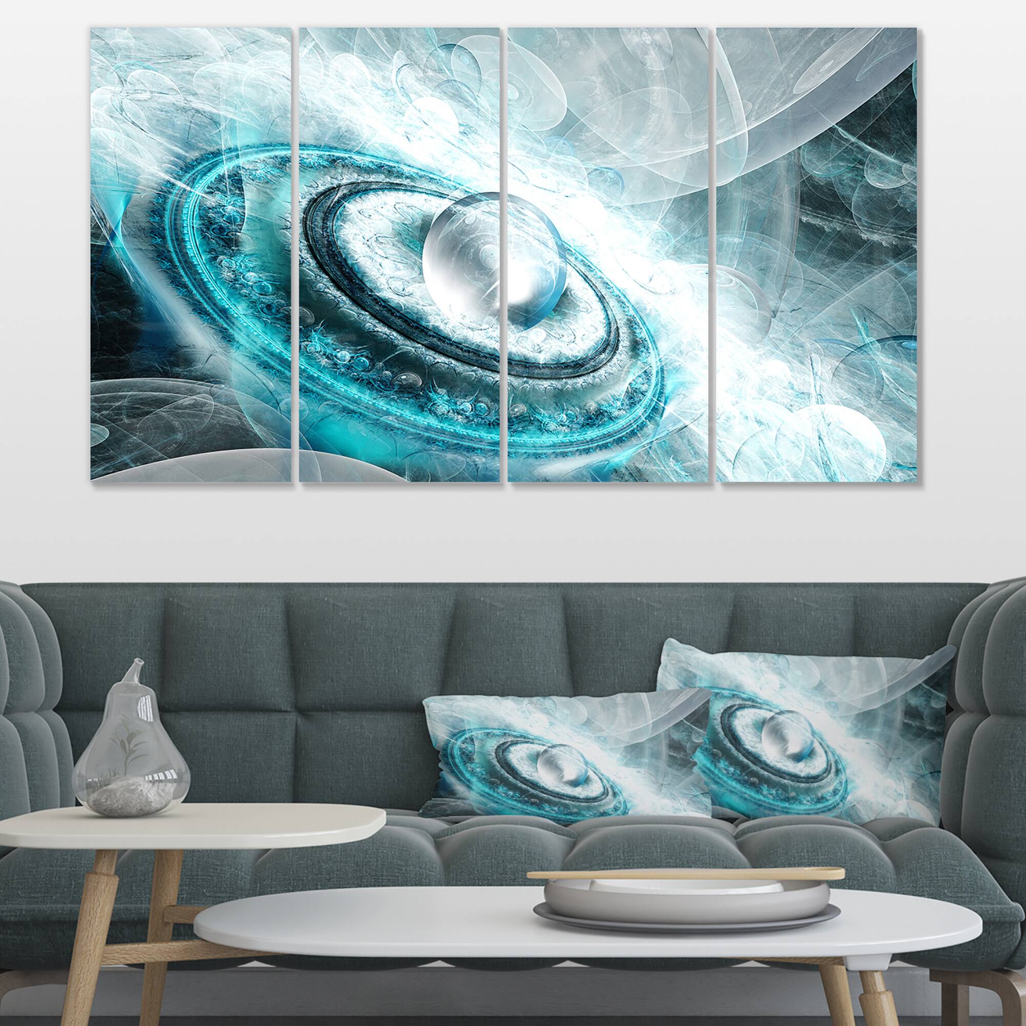 Designart - Blue Fractal Flying Saucer