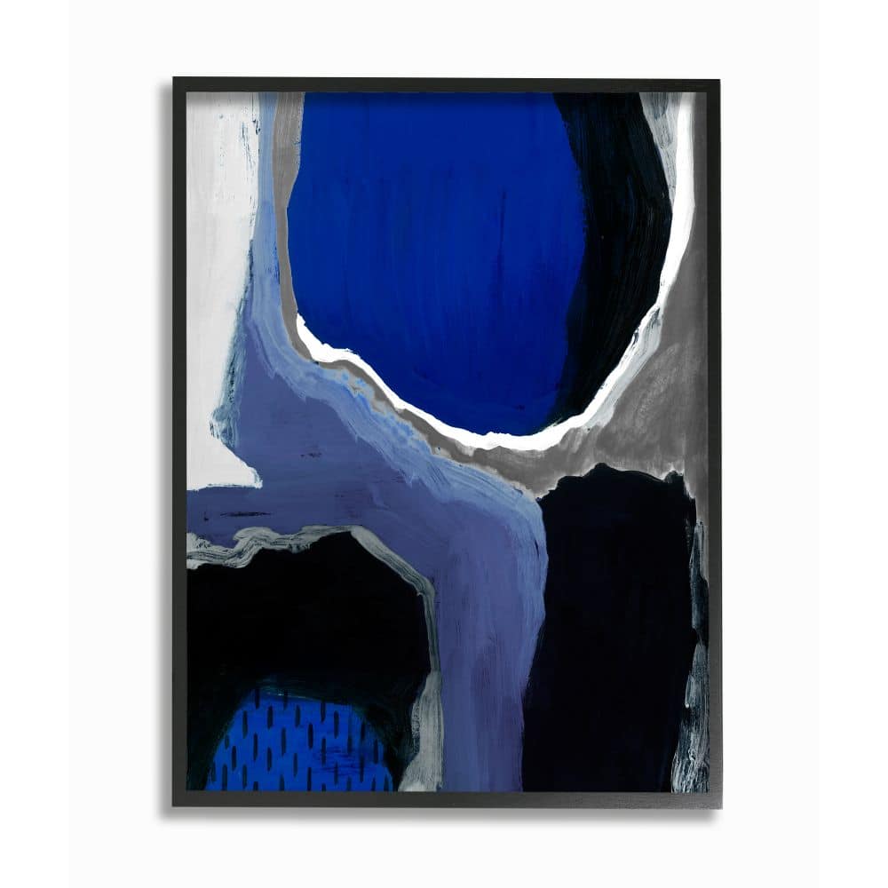 Stupell Industries Abstract Masculine Cobalt Blue Grey Black Design Framed Wall Art 