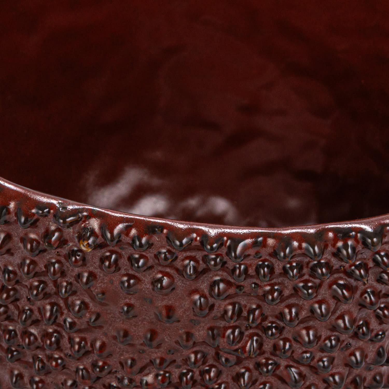 Hello Honey&#xAE; 6&#x22; Brown Reactive Glaze Stoneware Organic Shaped Planter with Raised Dots