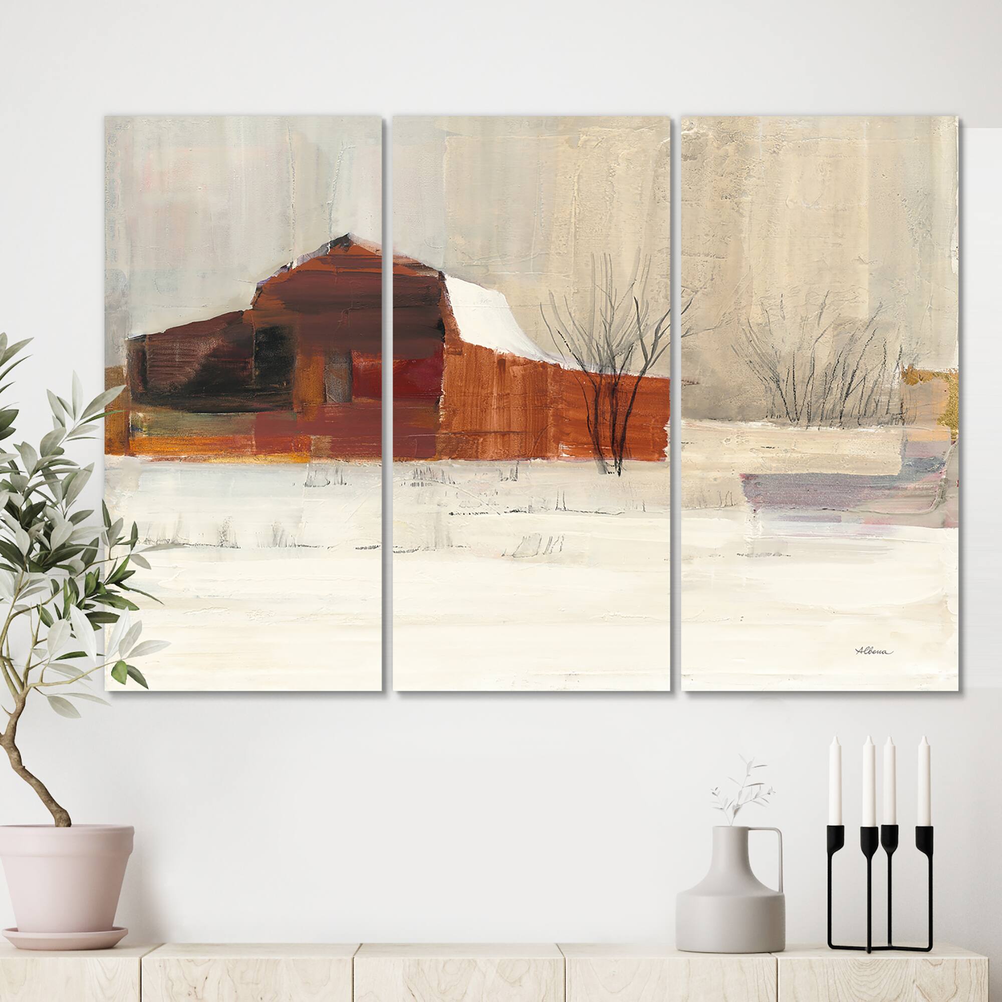 Designart - Winter in the Barns - Farmhouse Canvas Art
