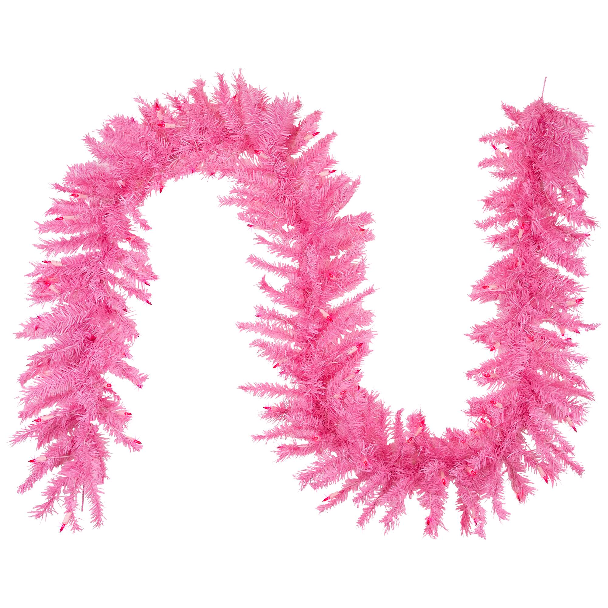 9ft. Pre-Lit Pink Spruce Christmas Garland