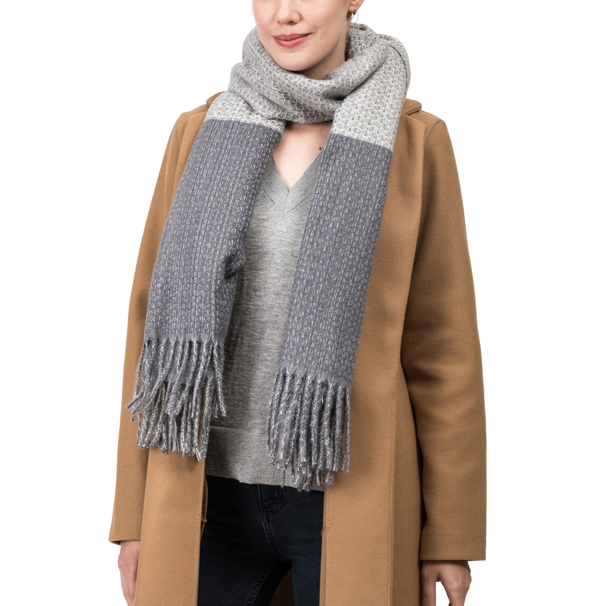 Glitzhome® 75" Gray Scarf with Tassels