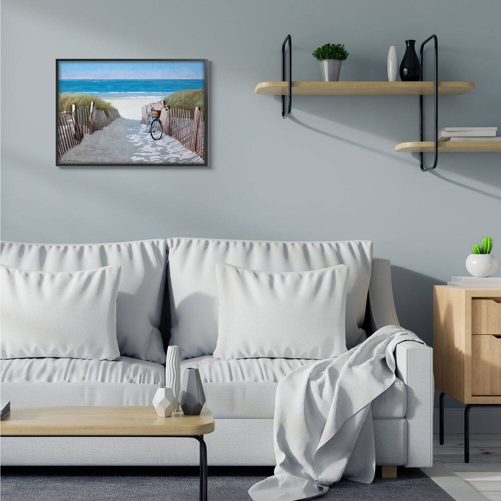 Stupell Industries Beach Pathway and Bicycle Summer Nautical Black Framed Wall Art