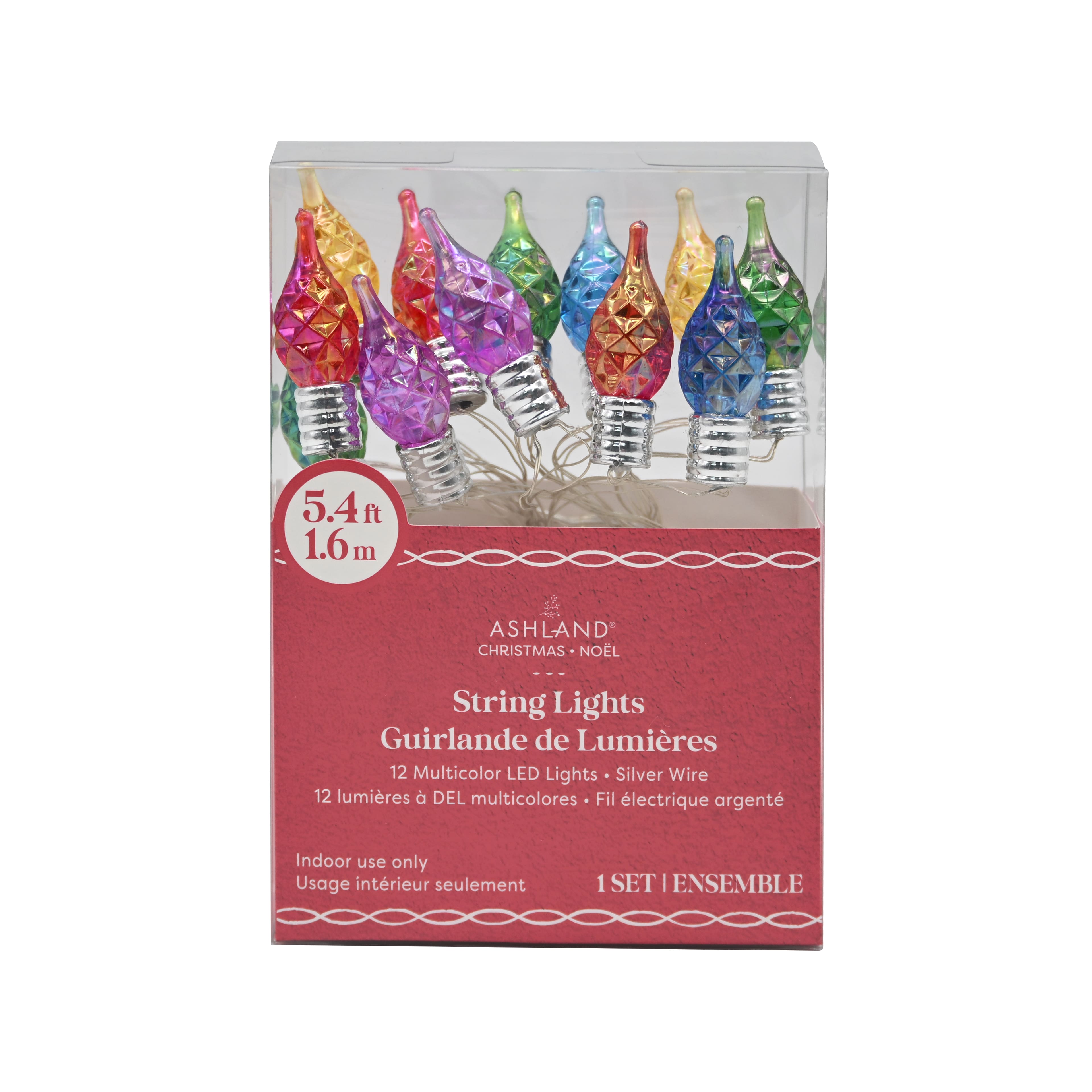 12ct. Multicolor LED Faceted Flame Tip String Lights on Silver Wire by Ashland®