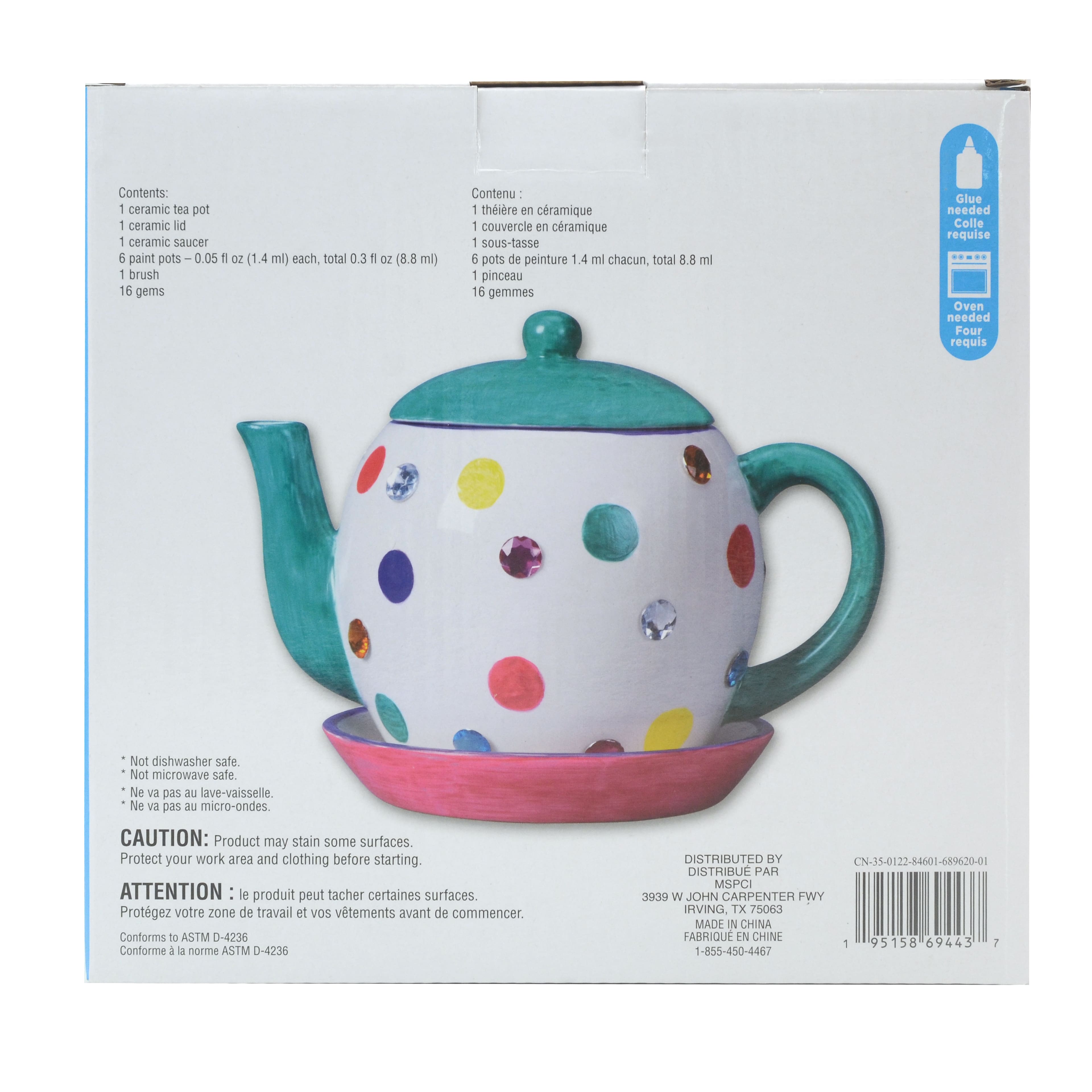 6 Pack: Ceramic Tea Pot Craft Kit by Creatology&#x2122;