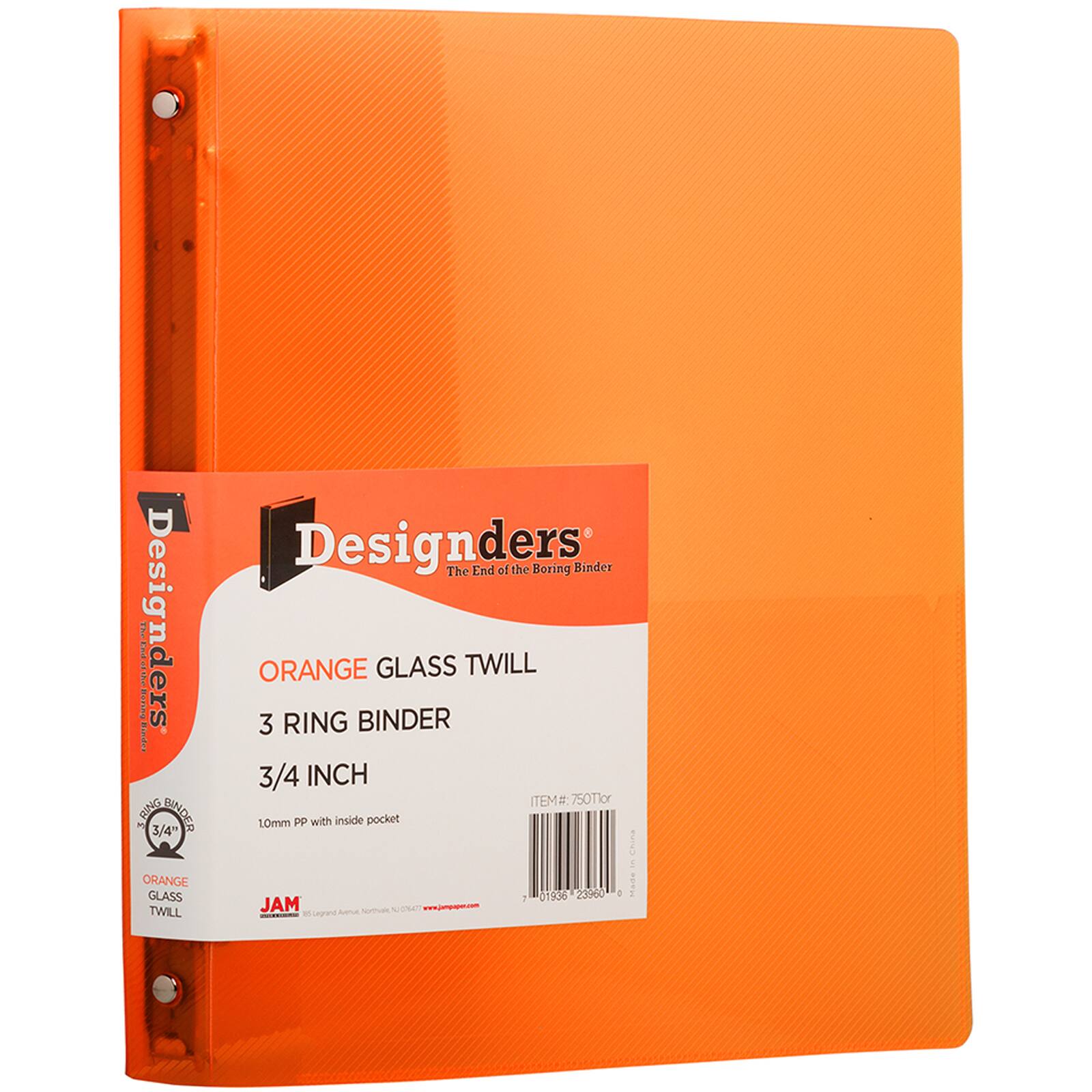 JAM Paper 3/4" Glass Twill Plastic 3-Ring Binders, 4ct.