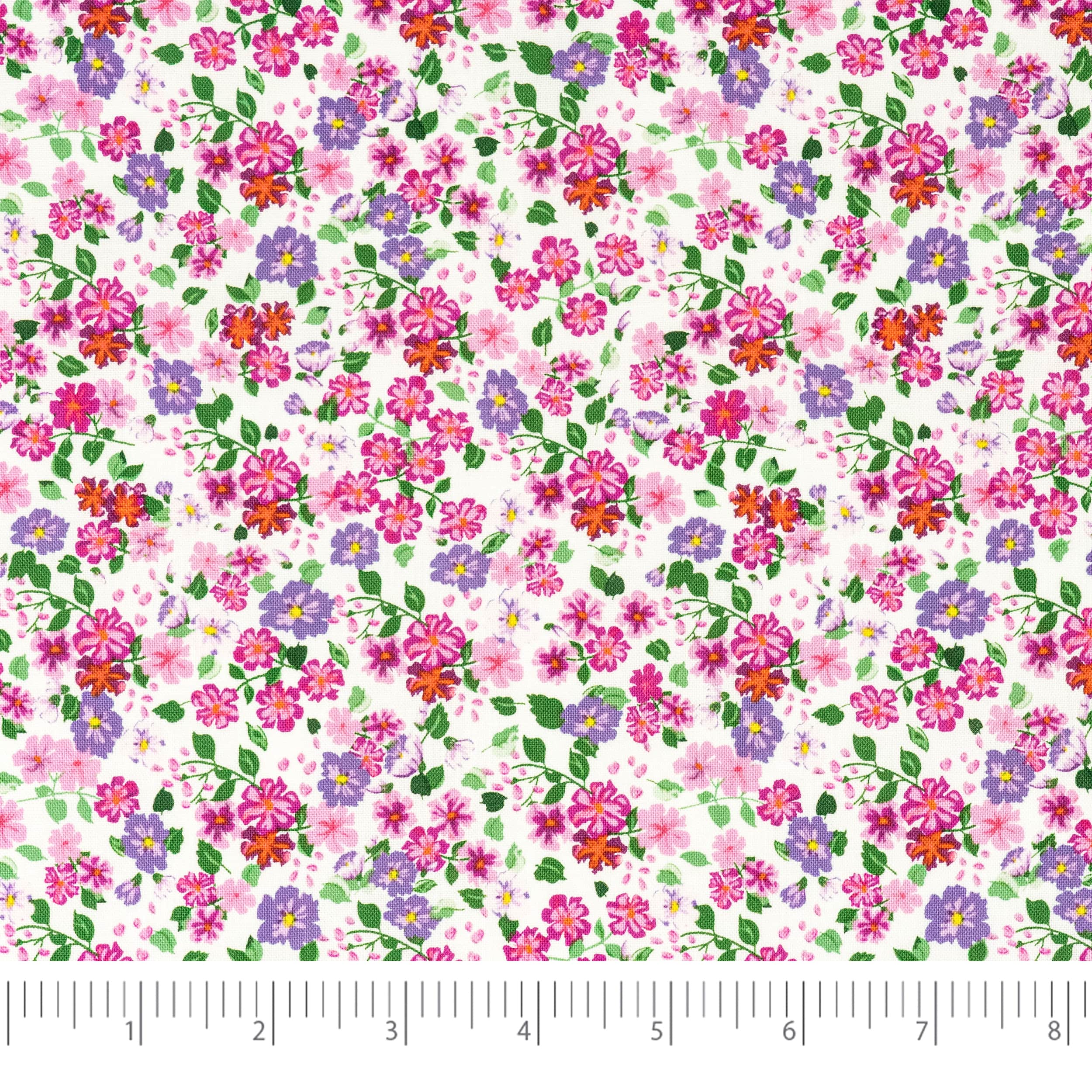 SINGER Packed Pink Flowers Cotton Fabric