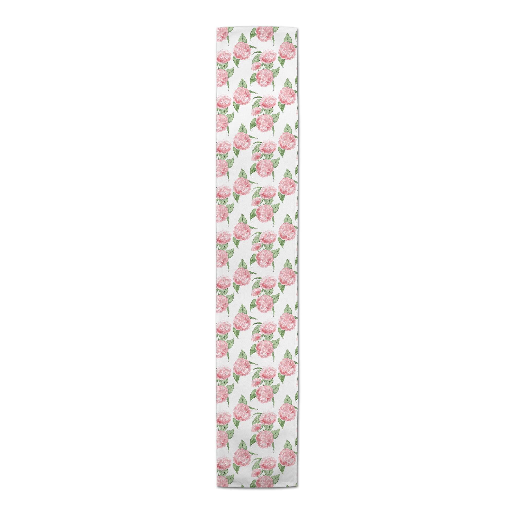 Pink Hydrangea Pattern 16" x 72" Cotton Twill Runner