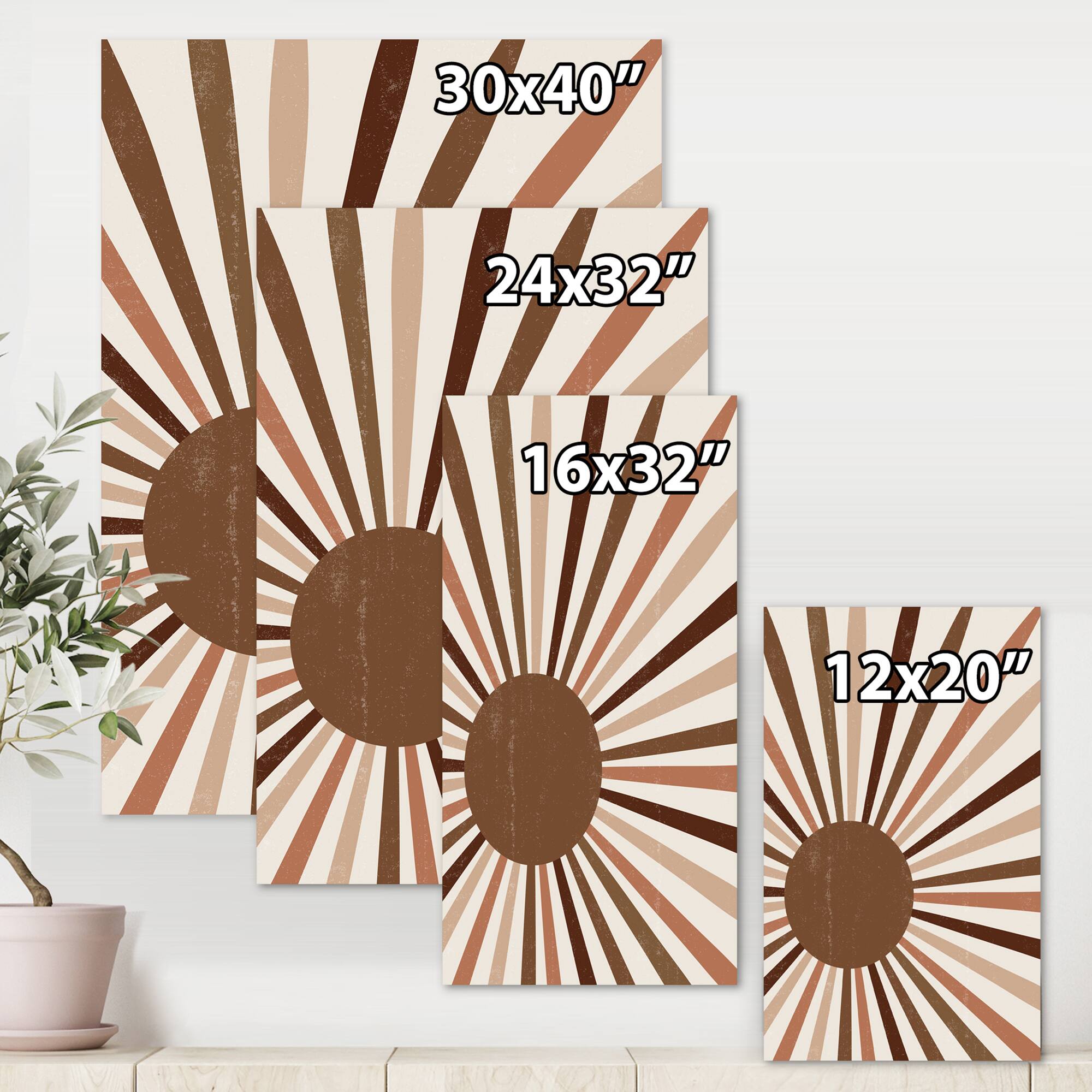 Designart - Minimalist Bright Shining Terracotta Sun Rays