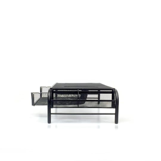 Mind Reader Black Metal Mesh Monitor Riser Stand & Desk Organizer With ...