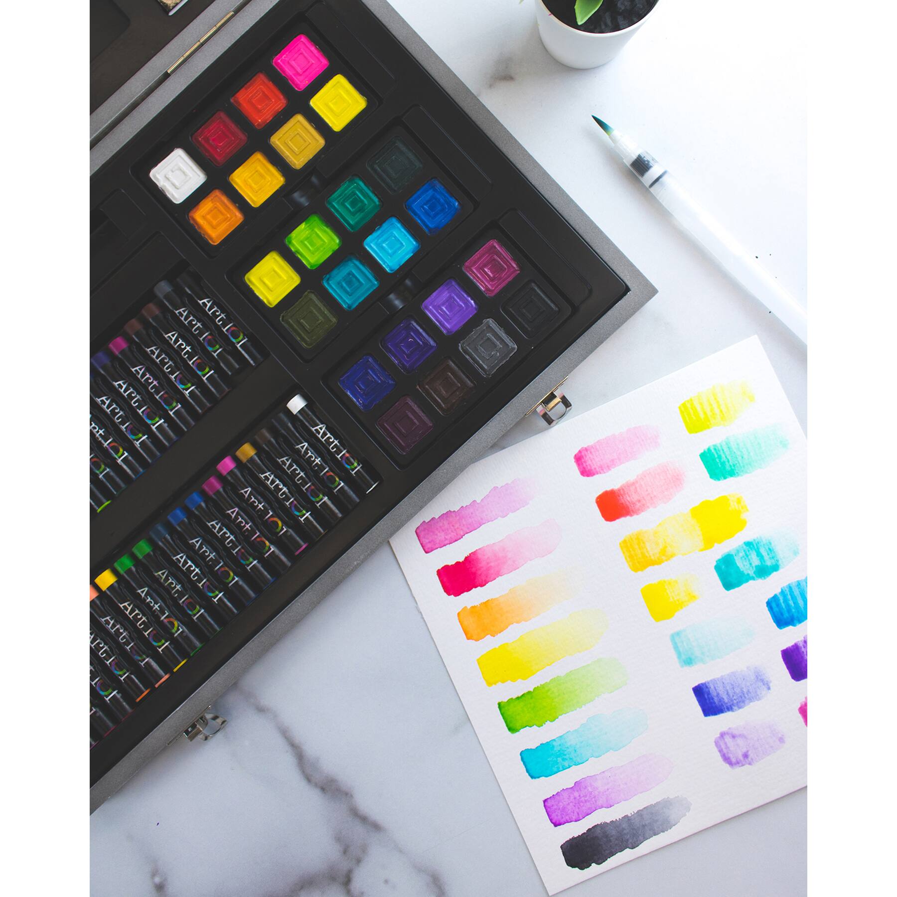 Art 101 Watercolor, Draw &#x26; Sketch Wood Art Set