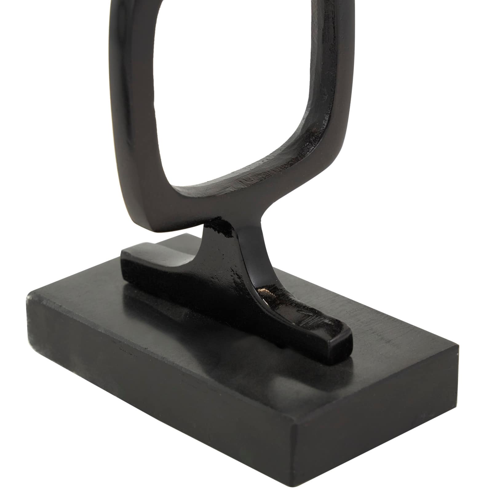 Aluminum Abstract Stacked Geometric Rings Sculpture with Marble Base Set