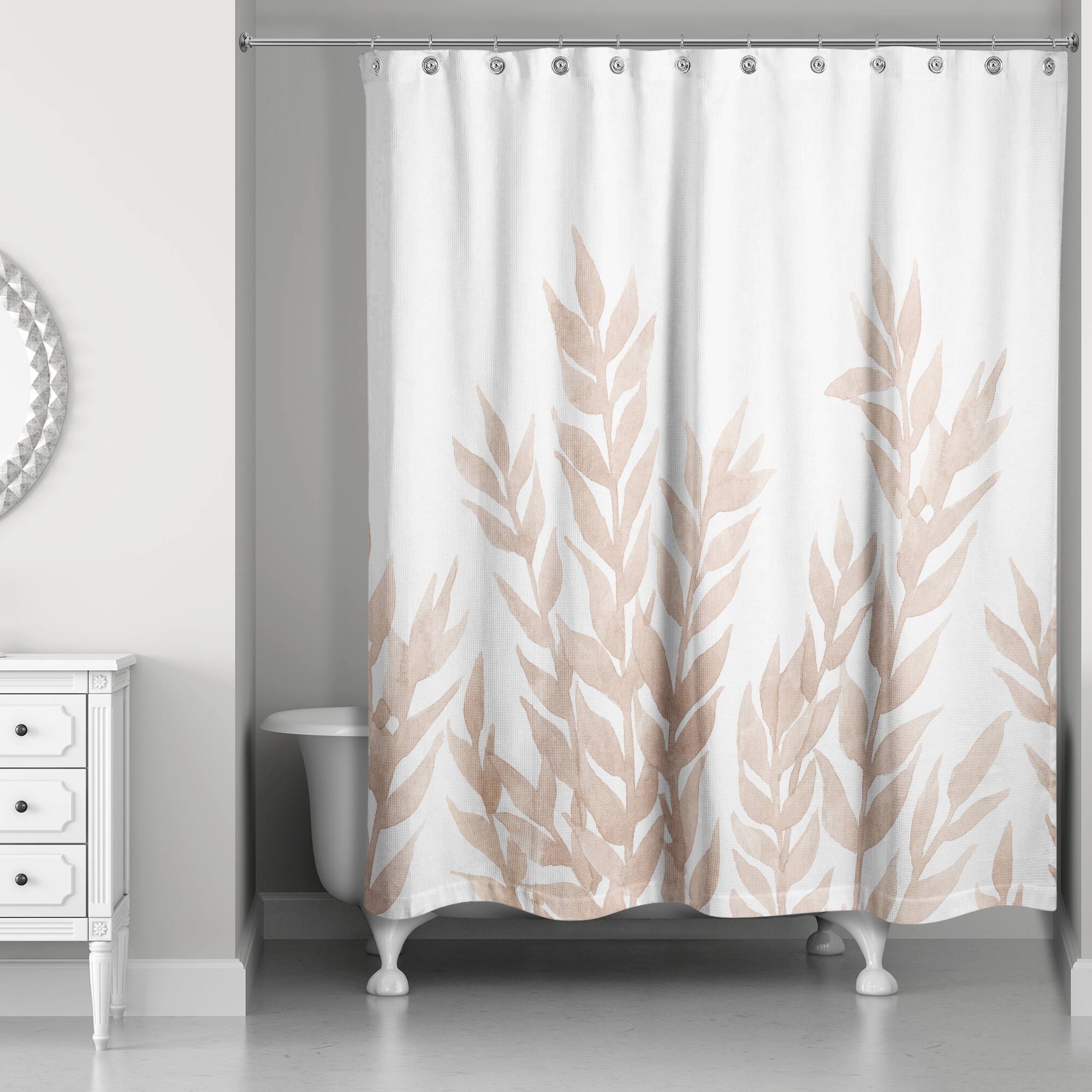 Brown Dried Florals 71" x 74" Shower Curtain