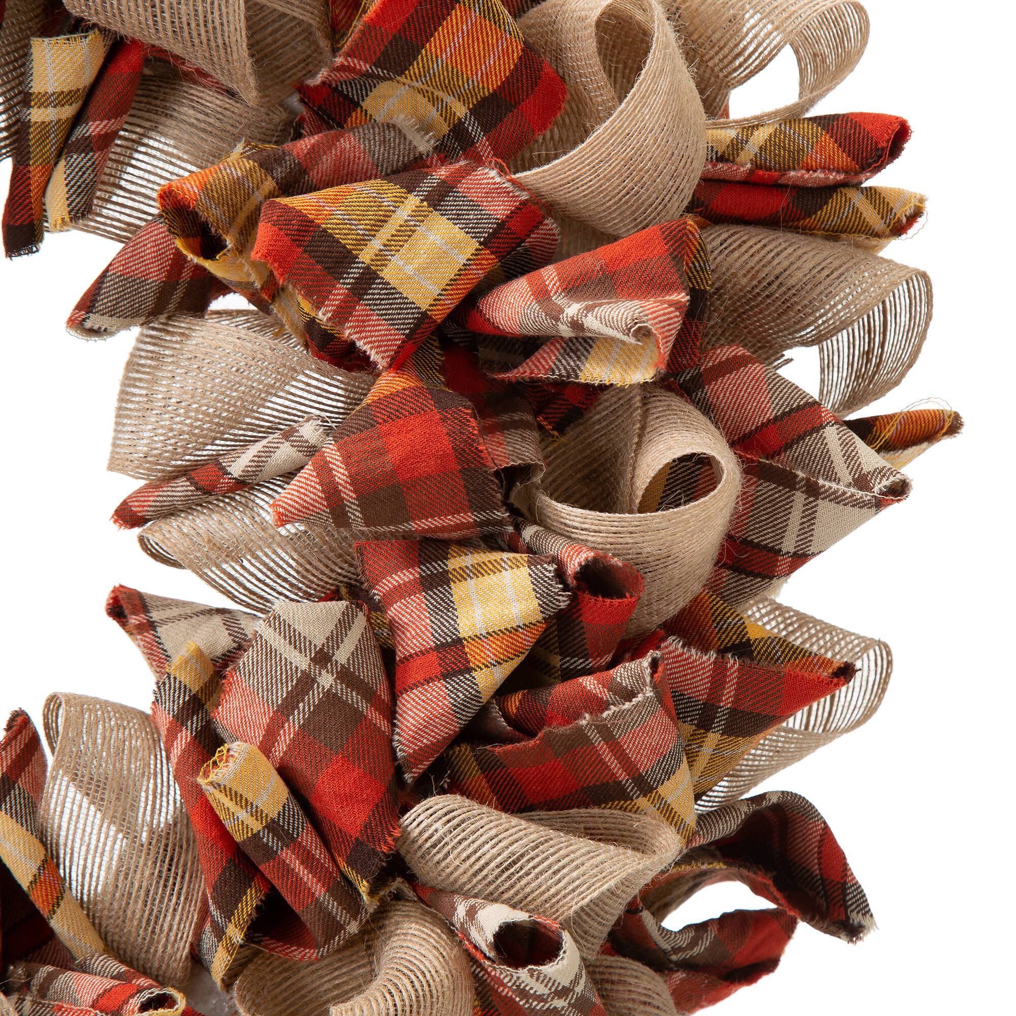 Glitzhome® 18.5" Fall Plaid Fabric Wreath