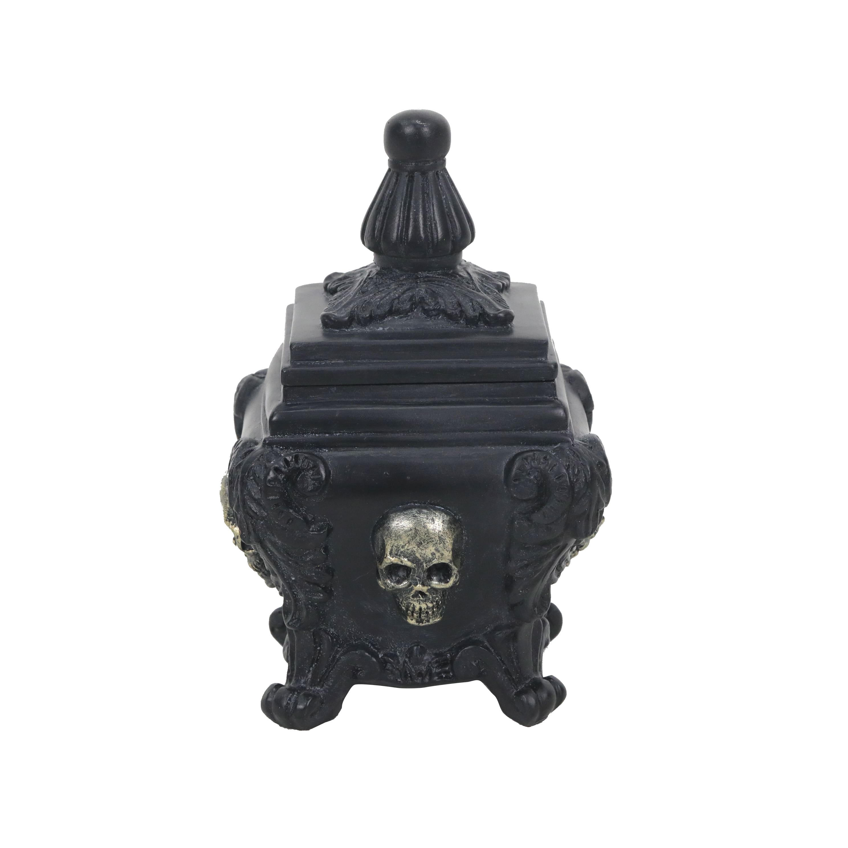 6.25&#x22; Black Ornate Skull Container with Lid by Ashland&#xAE;
