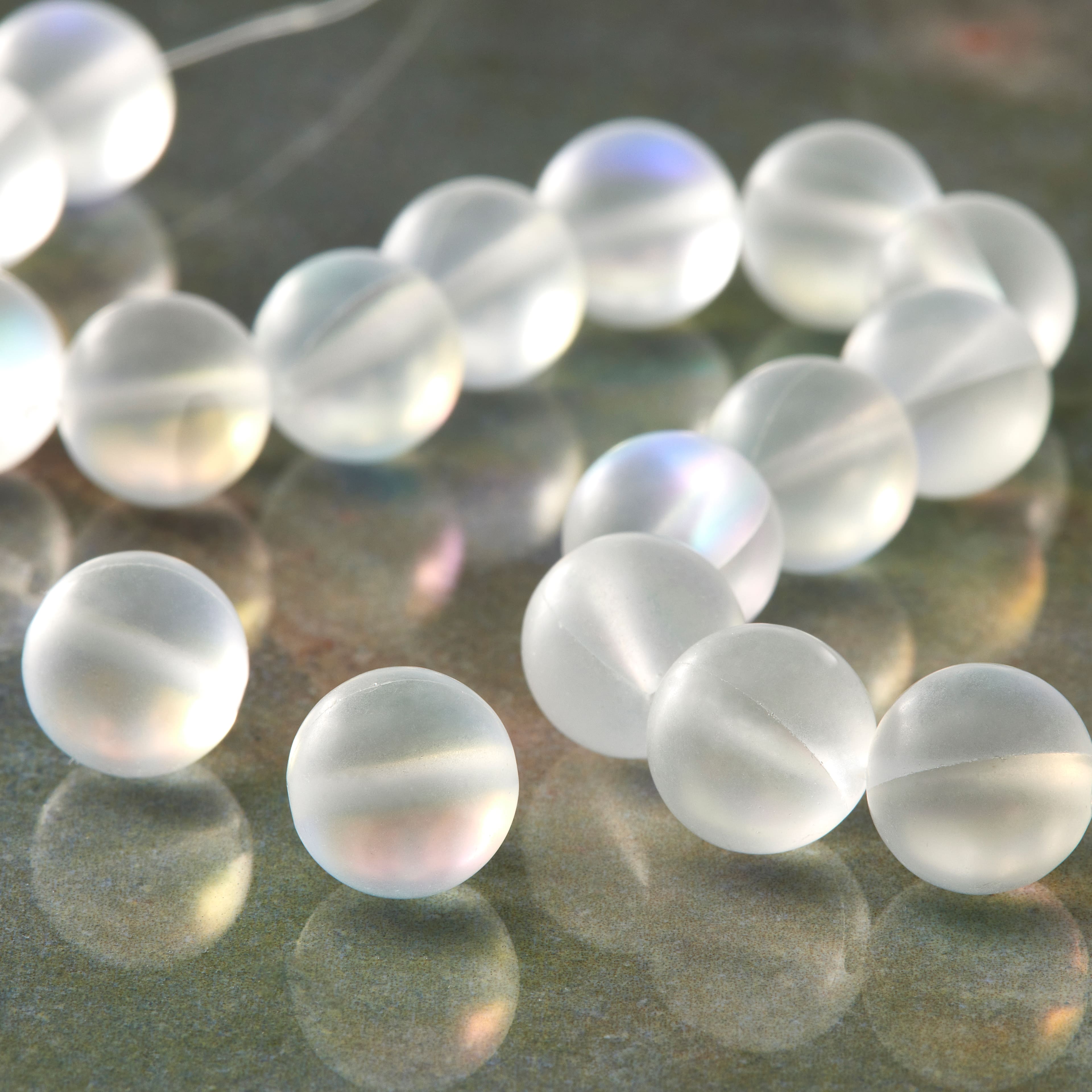 White Opal Glass Round Beads, 10mm by Bead Landing™