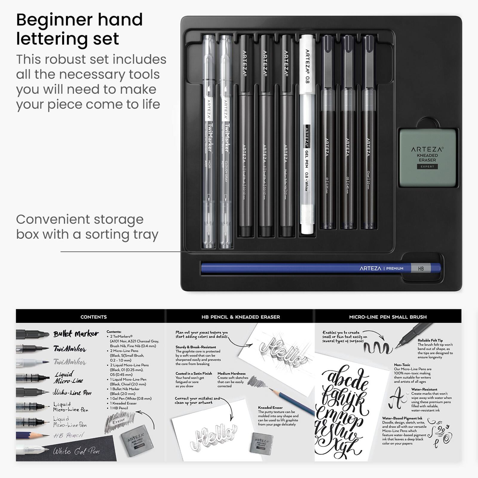 Arteza&#xAE; 12-Piece Beginner Hand Lettering Set