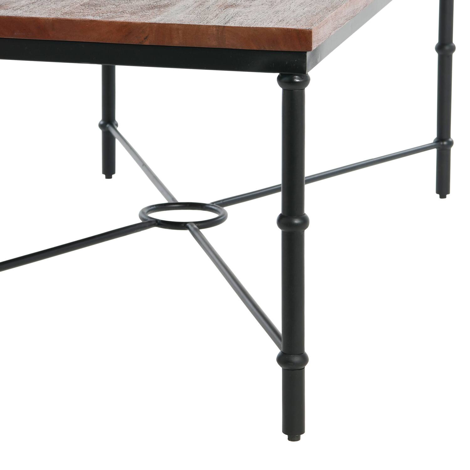 Hello Honey® Saratoga 4ft. Dark Chestnut Rustic Solid Wood & Metal Coffee Table