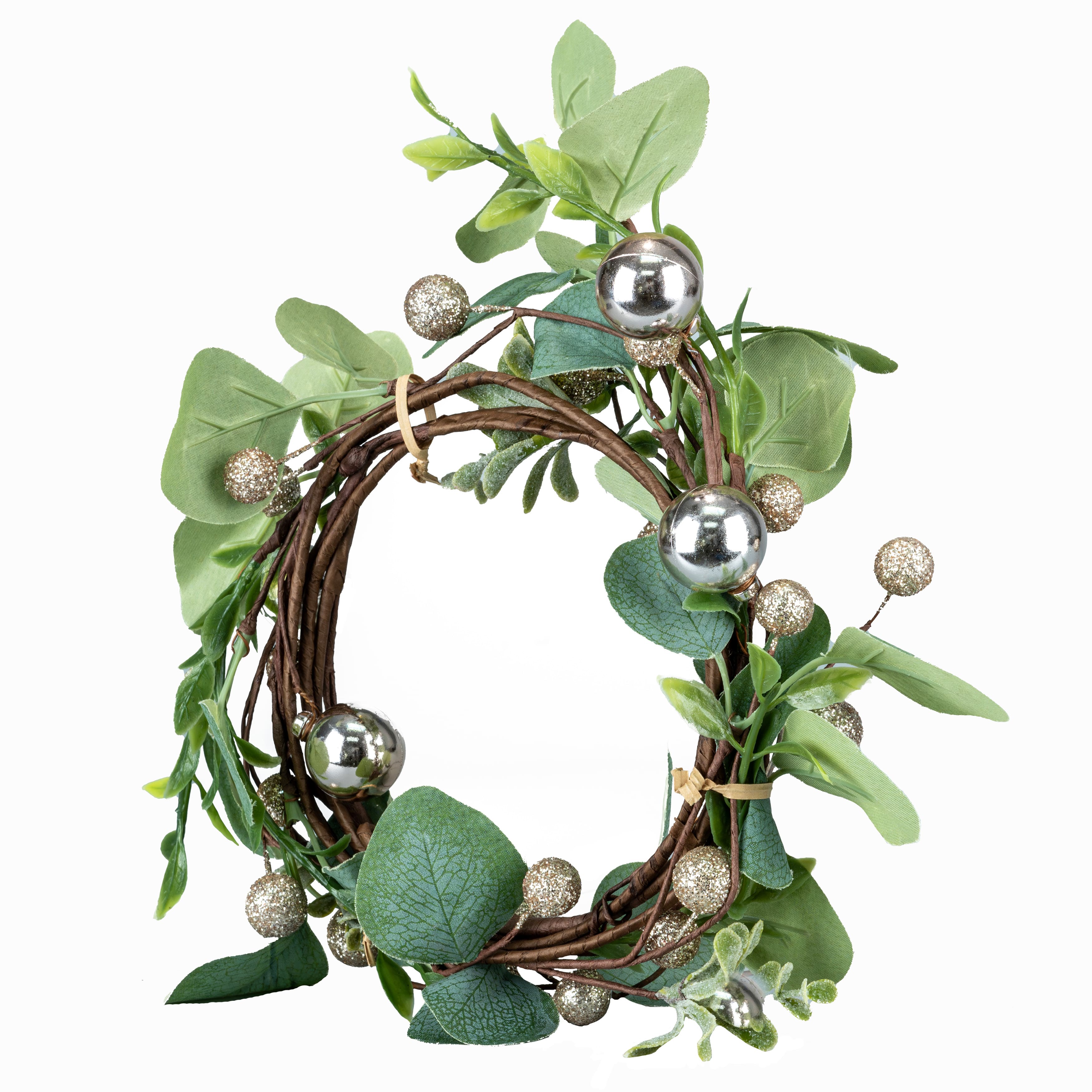 5ft. Eucalyptus with Gold &#x26; Silver Ornaments Coiled Garland by Ashland&#xAE;