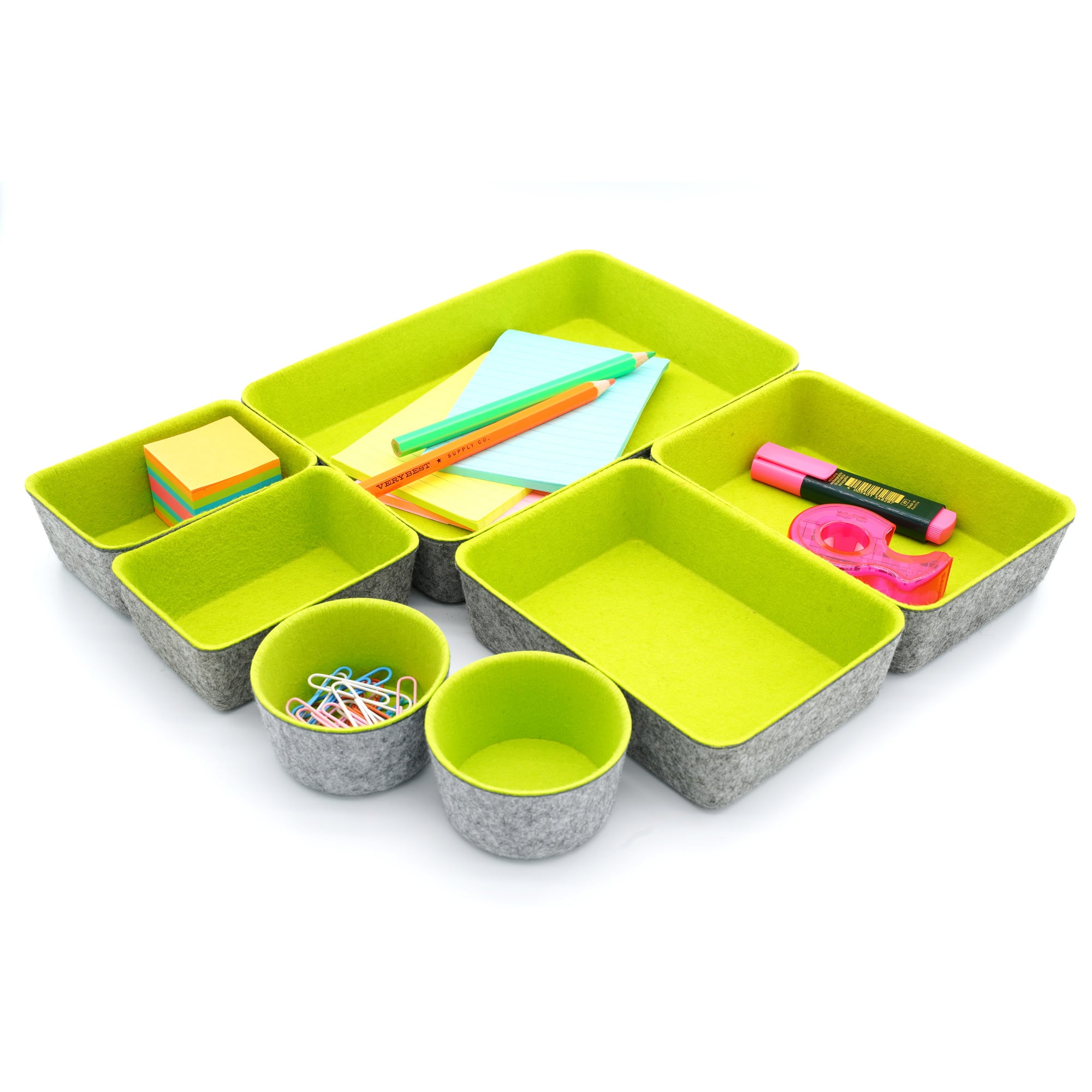 Welaxy 7 Piece Felt Round Cups & Trays Drawer Organizer Set