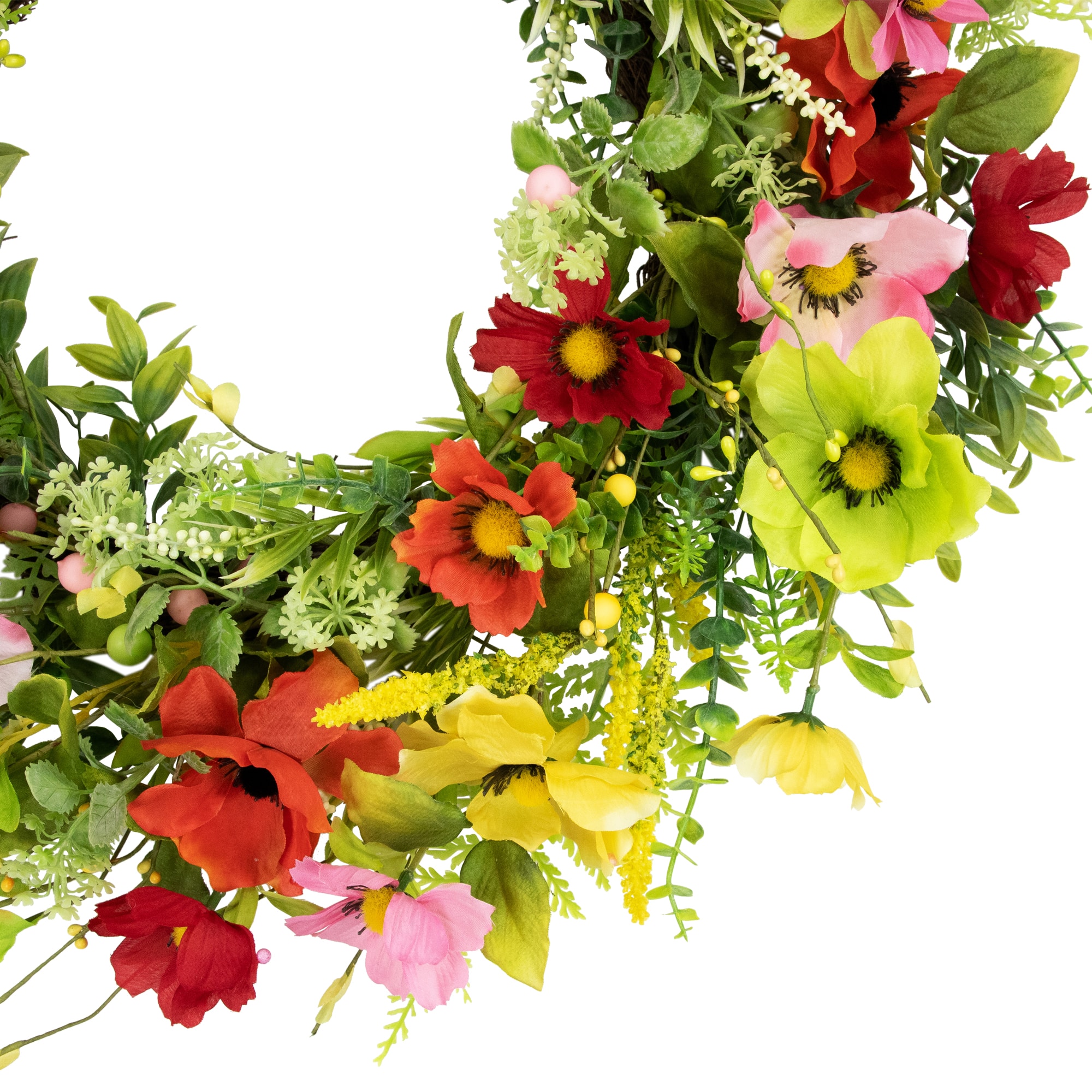 26&#x22; Poppy &#x26; Eucalyptus Spring Wreath