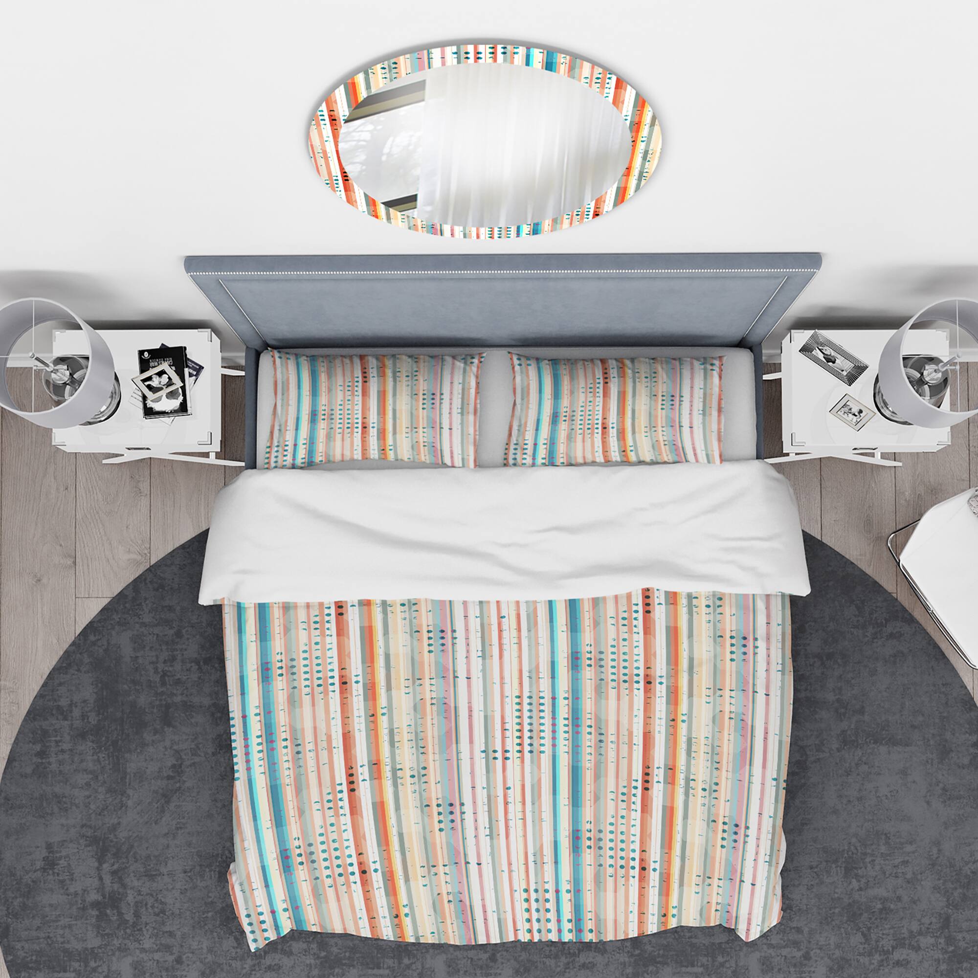 Designart &#x27;Grunge Line&#x27; Mid-Century Modern Bedding Set - Duvet Cover &#x26; Shams
