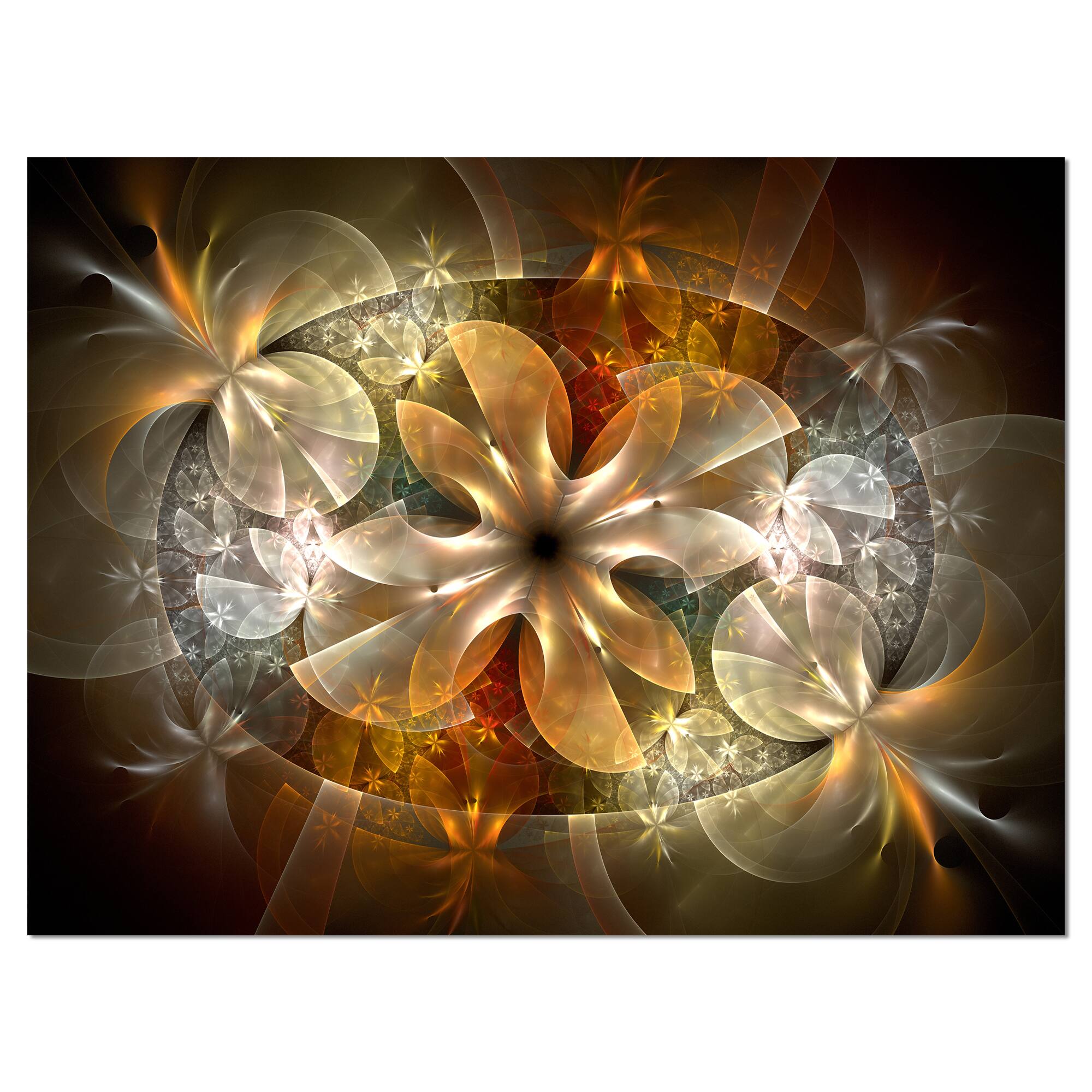 Designart - Fractal Flower with Blue Details - Floral Art Canvas Print