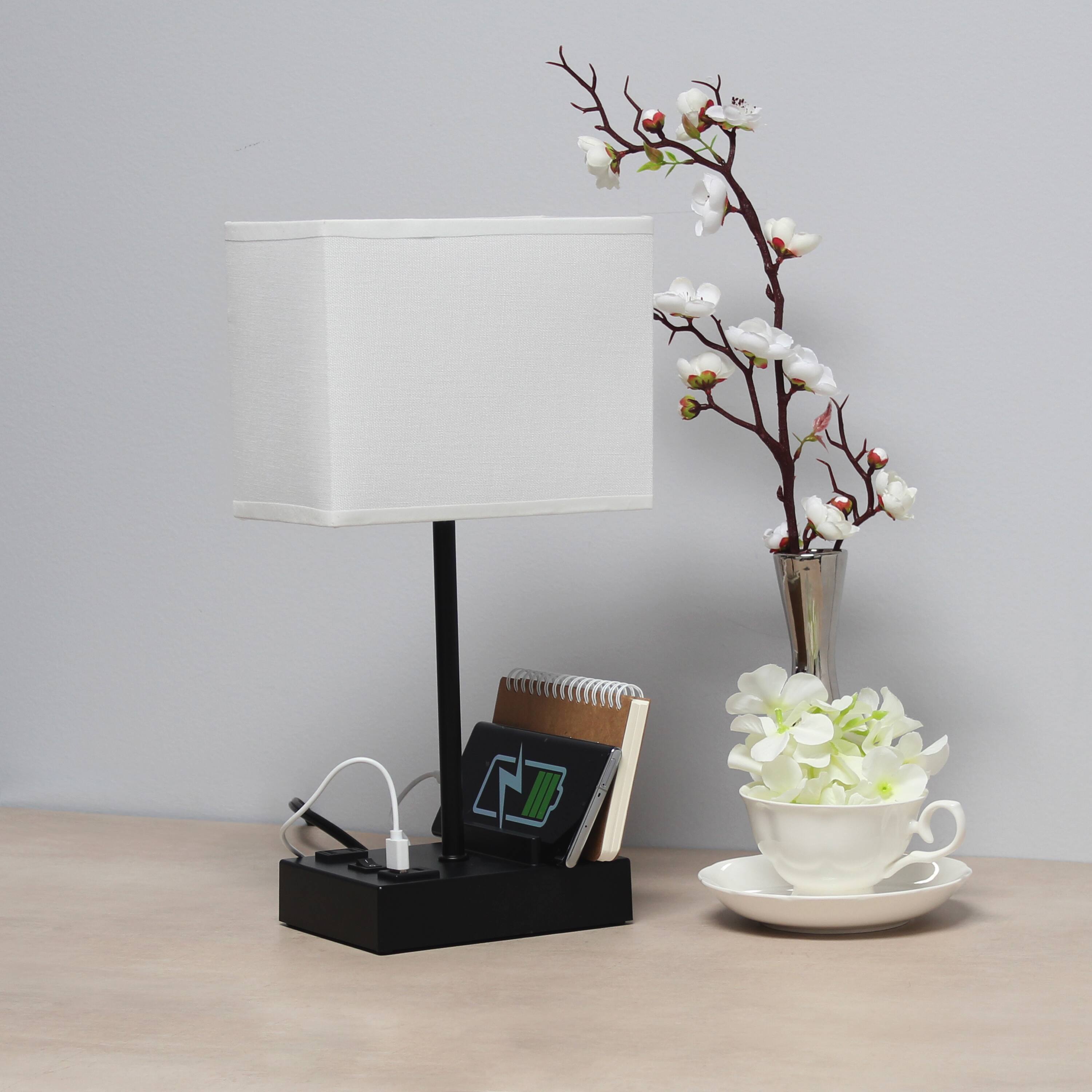 Simple Designs 15.3&#x22; Table Lamp with 2 USB Ports &#x26; Charging Outlet