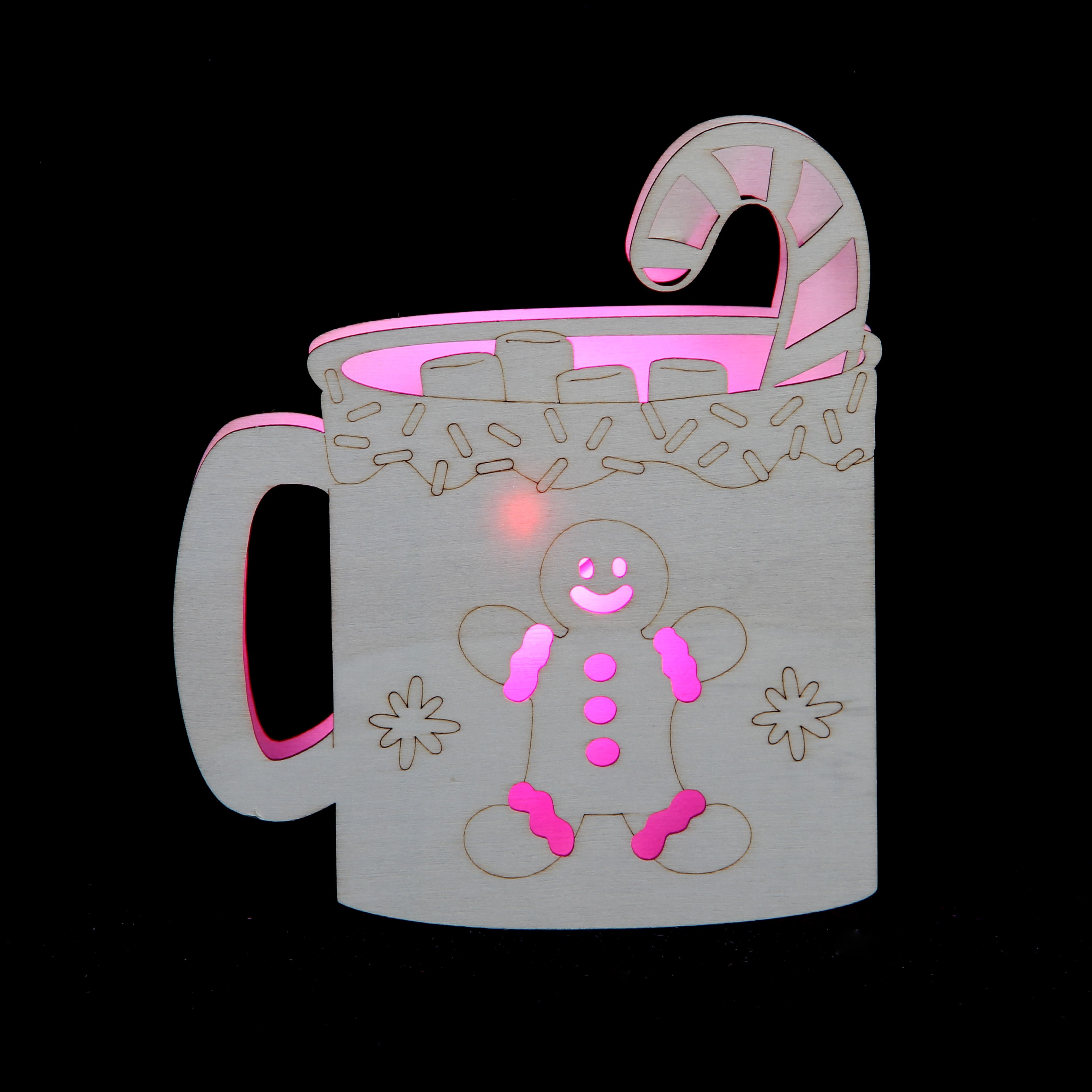 6&#x22; Gingerbread Mug DIY LED Wood D&#xE9;cor by Make Market&#xAE;