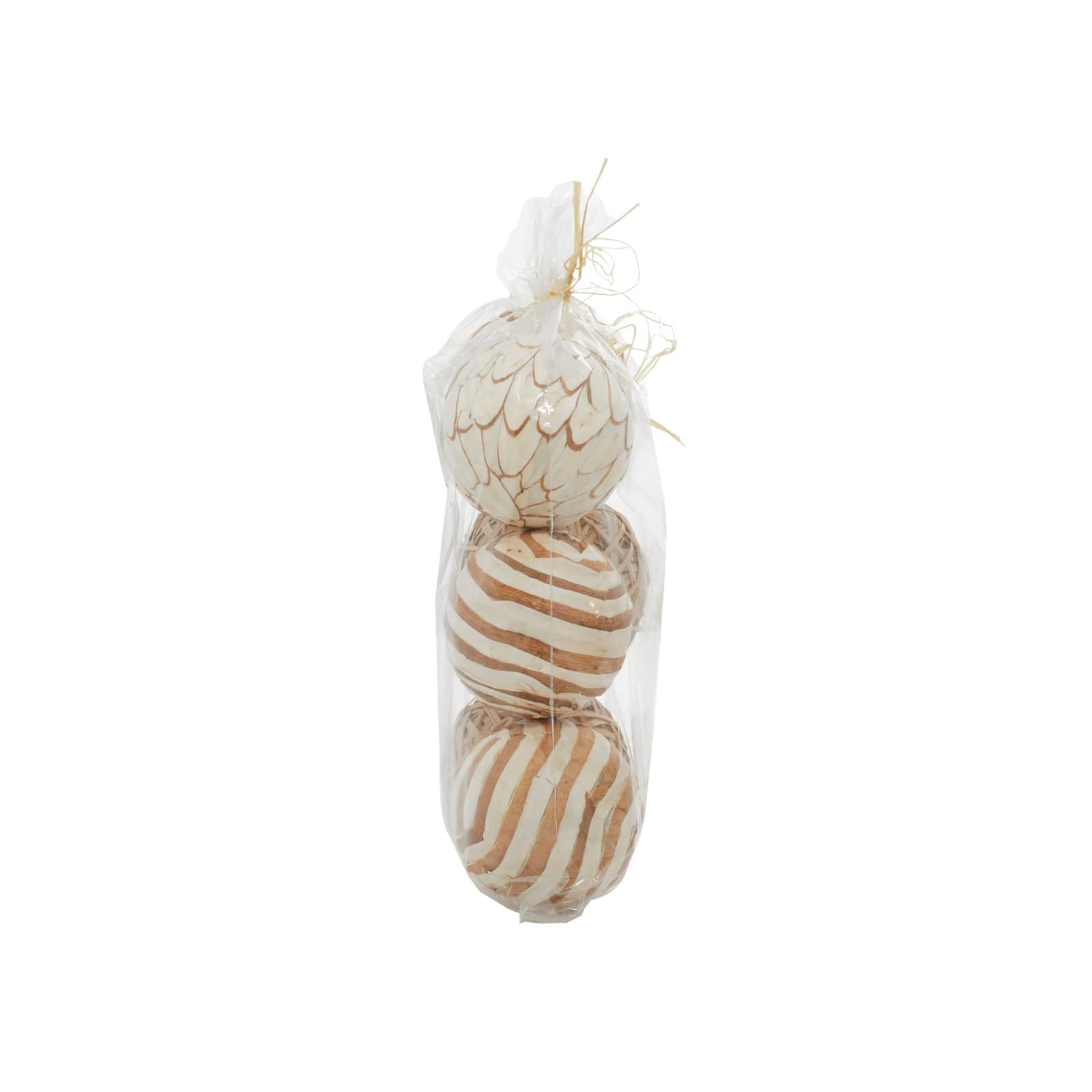 4&#x22; Mixed White &#x26; Natural Floral Vase Filler Orb Set