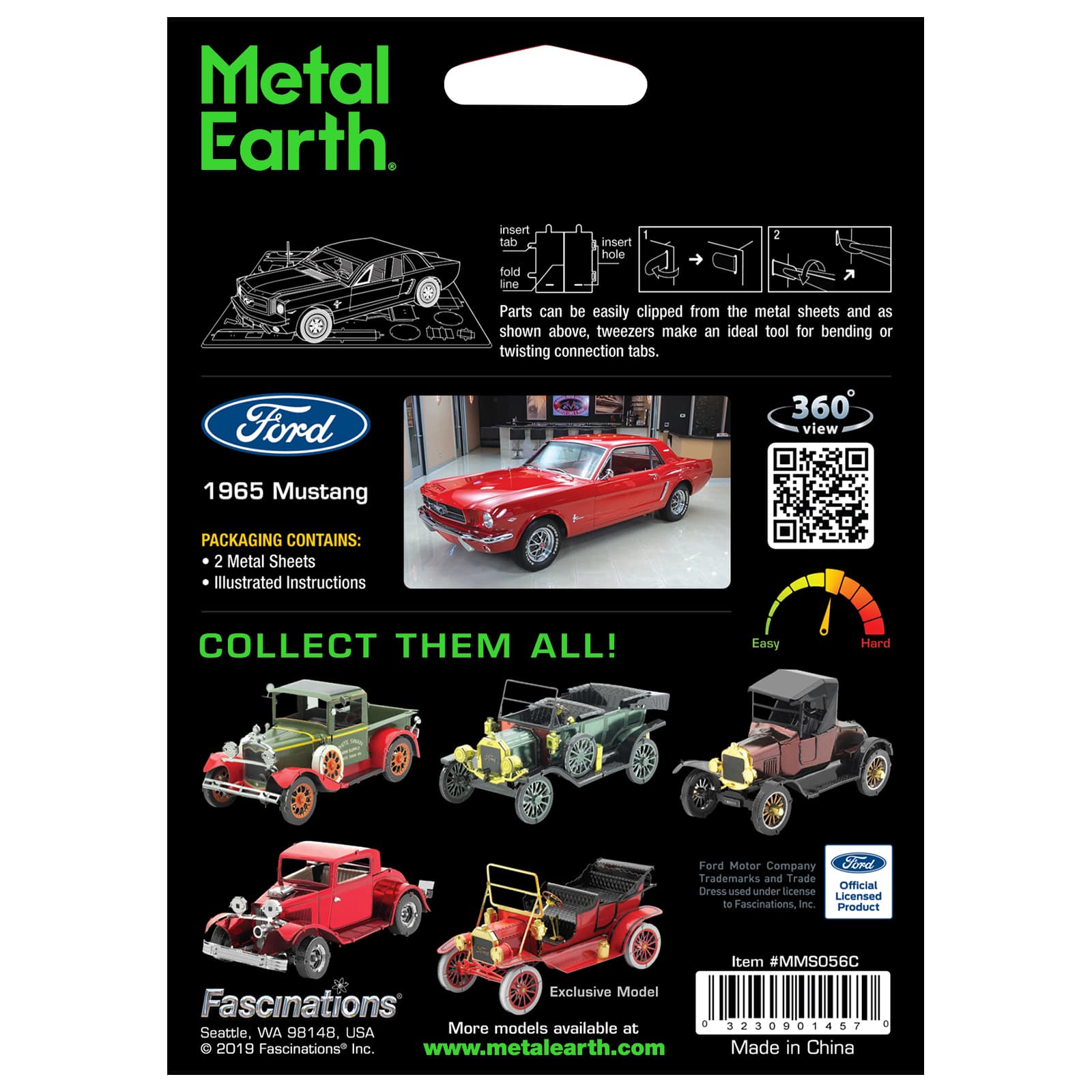 Metal Earth&#xAE; Red 1965 Ford Mustang Steel Model Kit