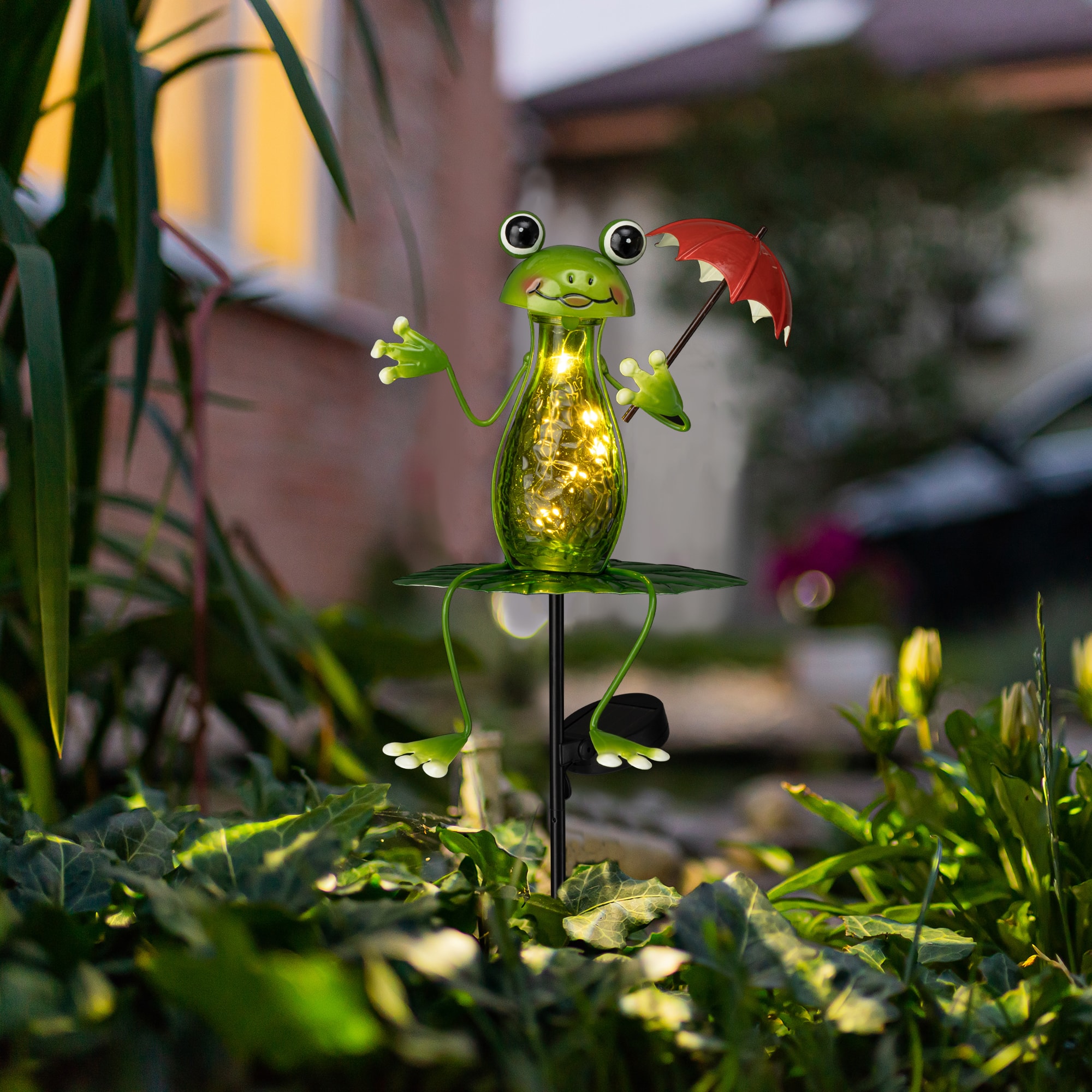 Glitzhome® 39" Solar Lighted Frog Garden Stake