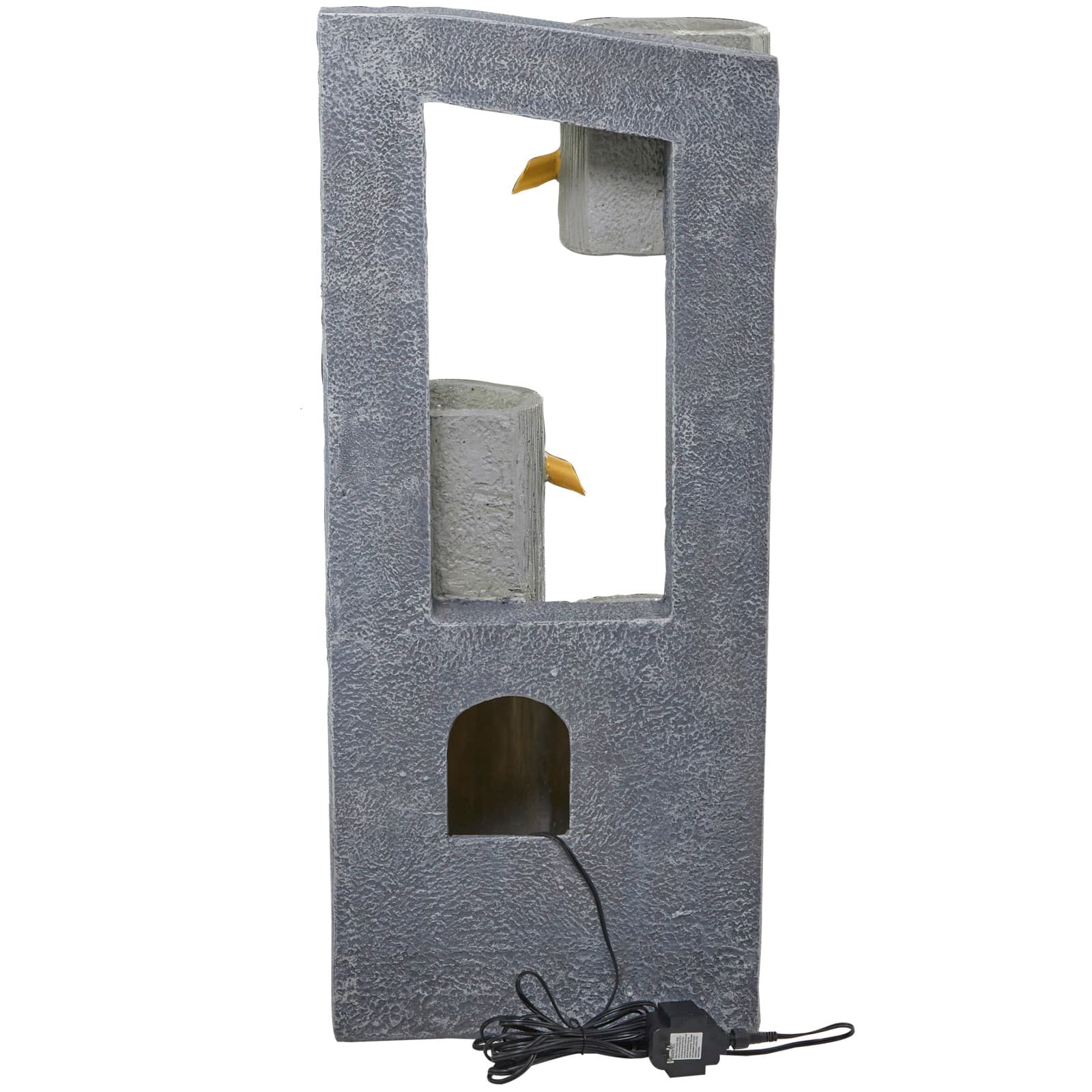 37.5" Gray Fiberglass 3-Tier Fountain with LED Light