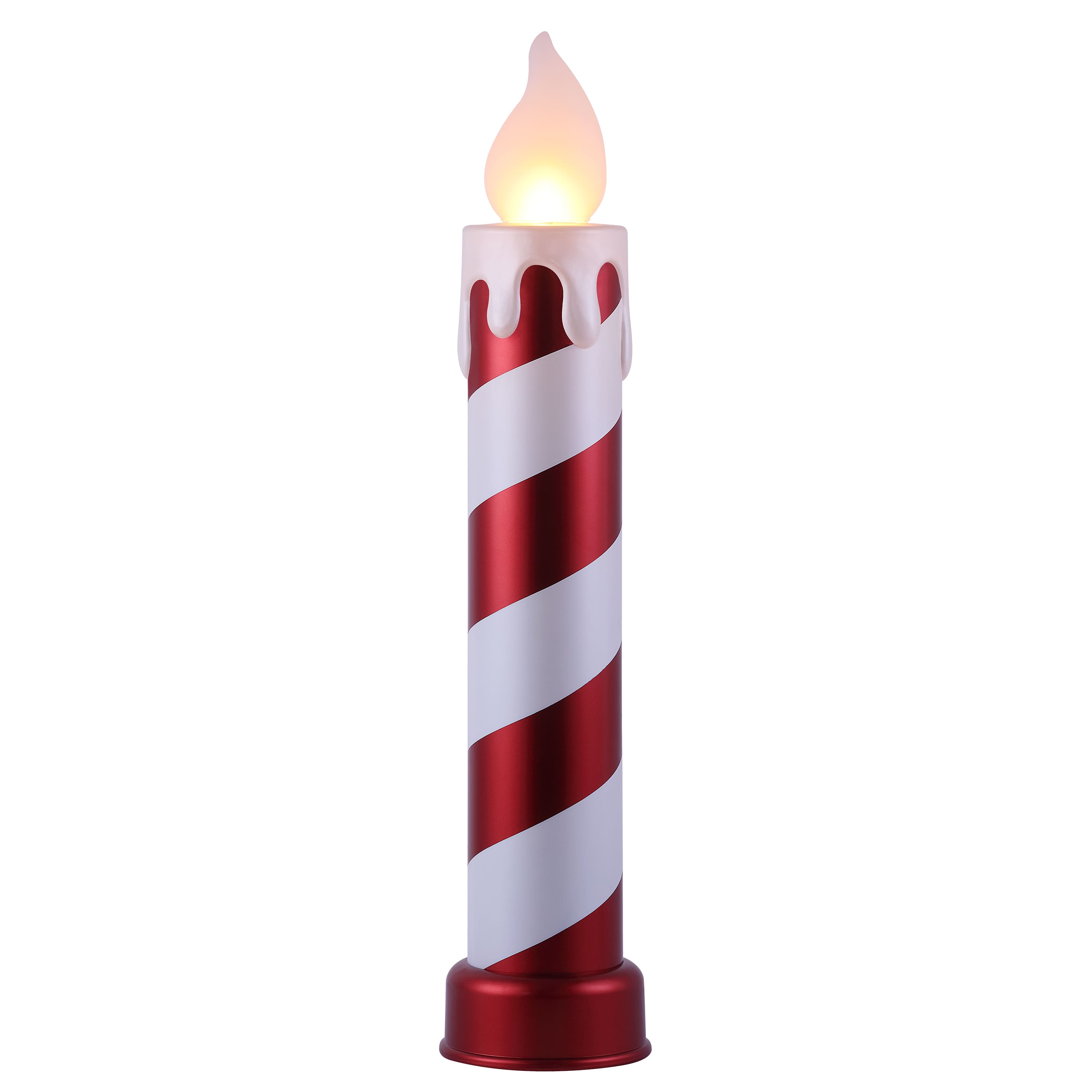 3ft. LED Red &#x26; White Striped Metallic Candle D&#xE9;cor
