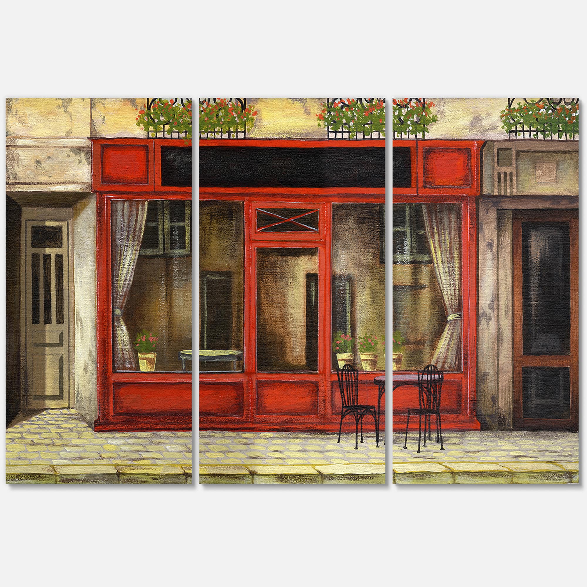 Designart - Red Facade of Charming Shop In Paris I