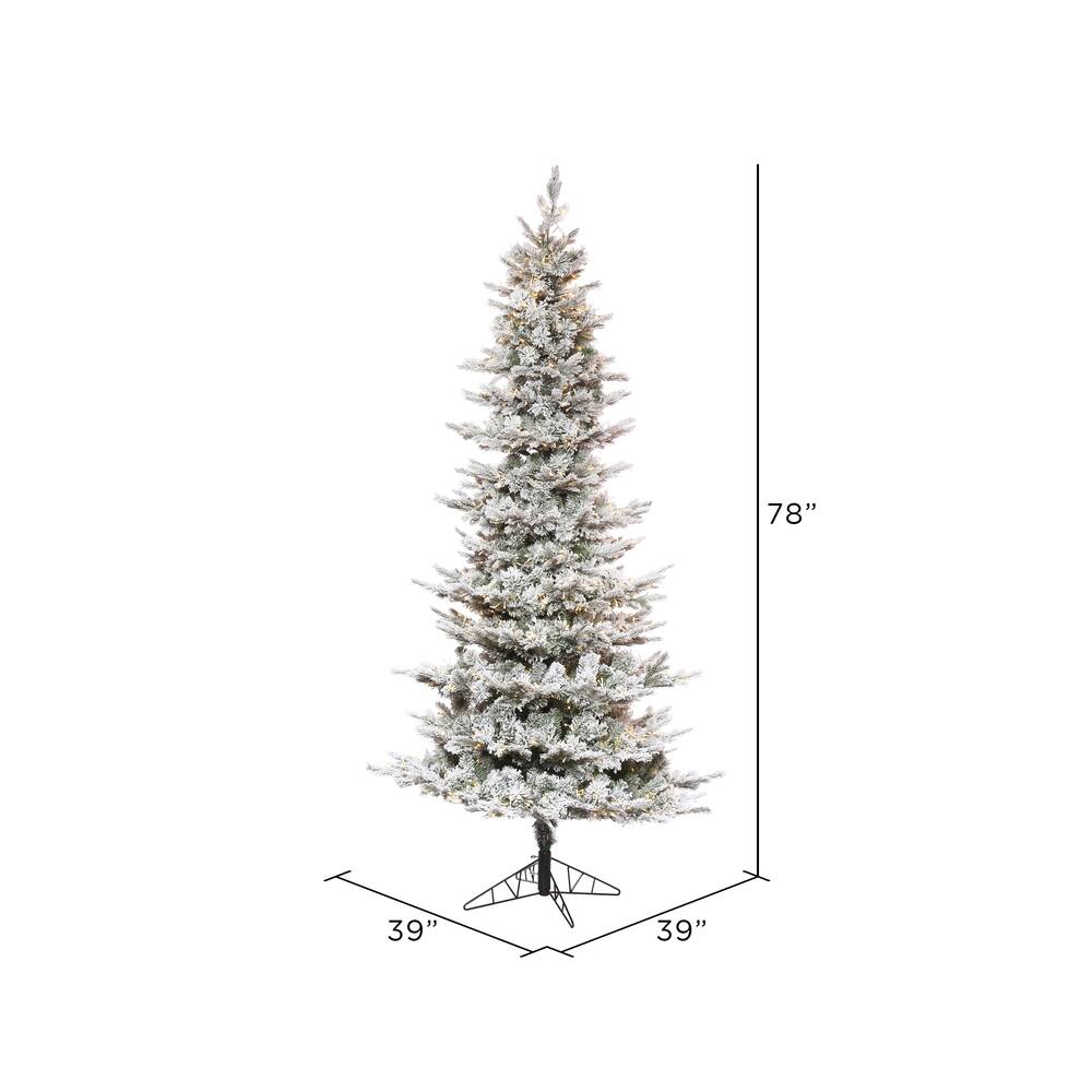 6.5ft. Pre-Lit Flocked Kiana Artificial Christmas Tree, Wide Angle Warm White LED Lights