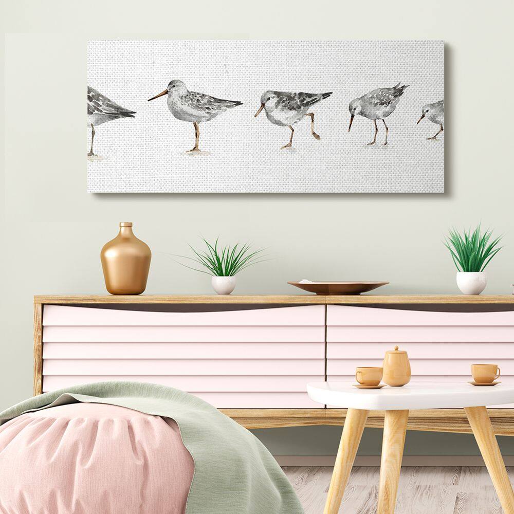 Stupell Industries Sandpiper Bird Stances Minimal Grey White Painting Canvas Wall Art