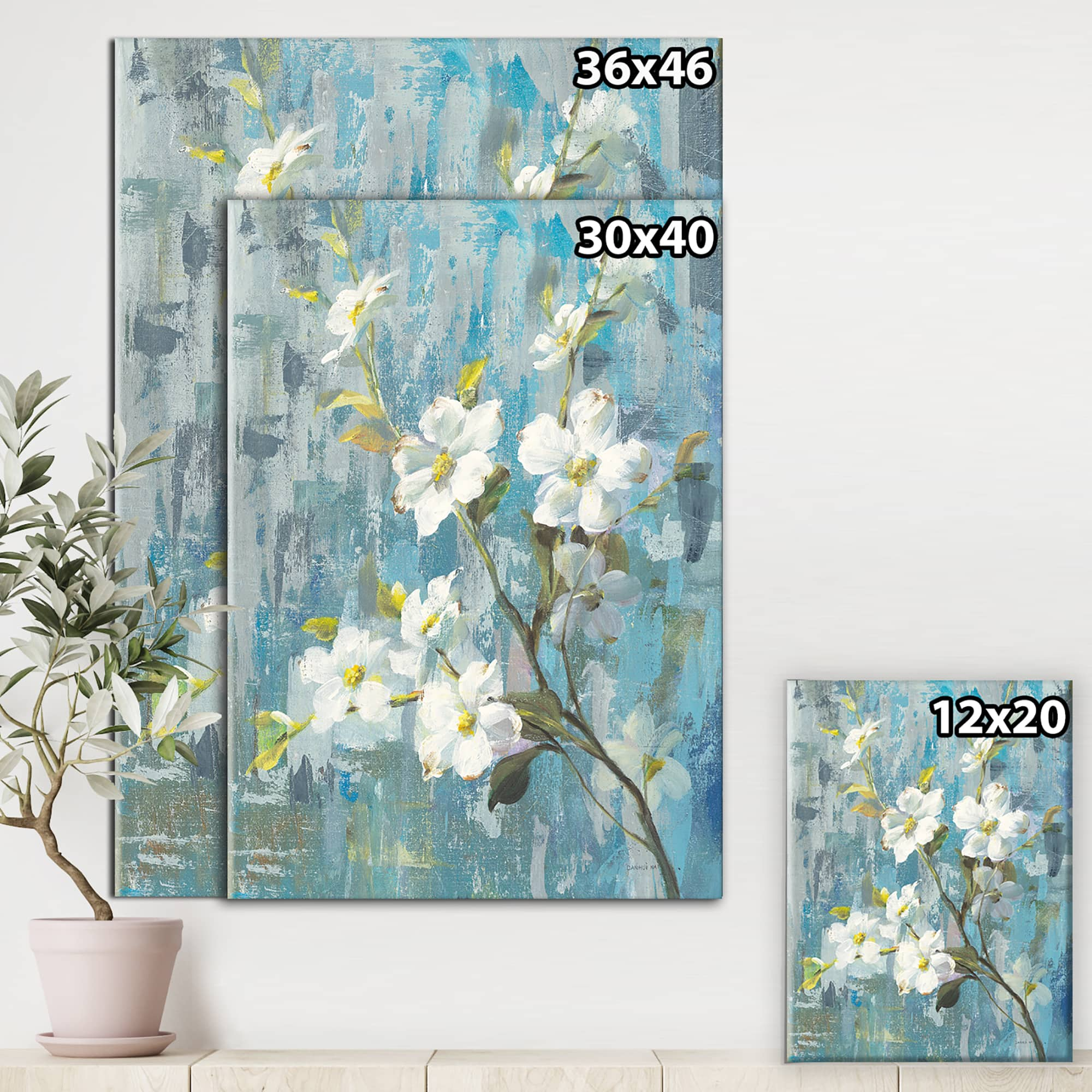 Designart - Pastel Magnolia II - Floral &#x26; Botanical Premium Canvas Wall Art