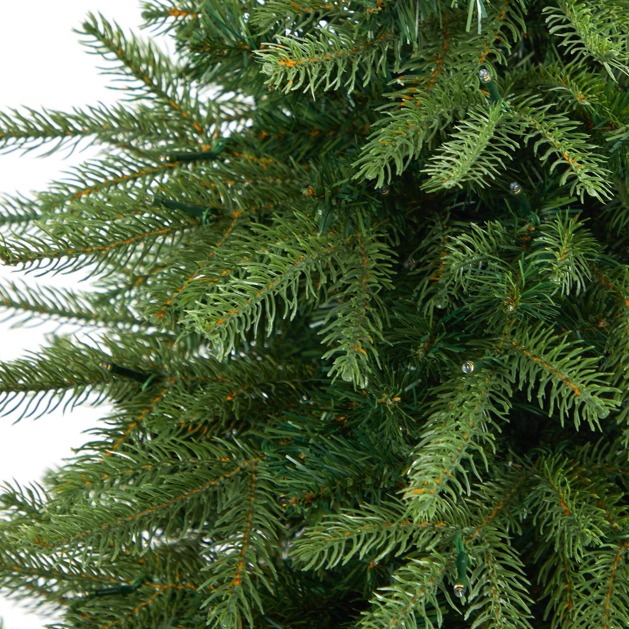 5ft. Pre-Lit Vancouver Fir Natural Look Artificial Christmas Tree in Tower Planter, Clear LED Lights