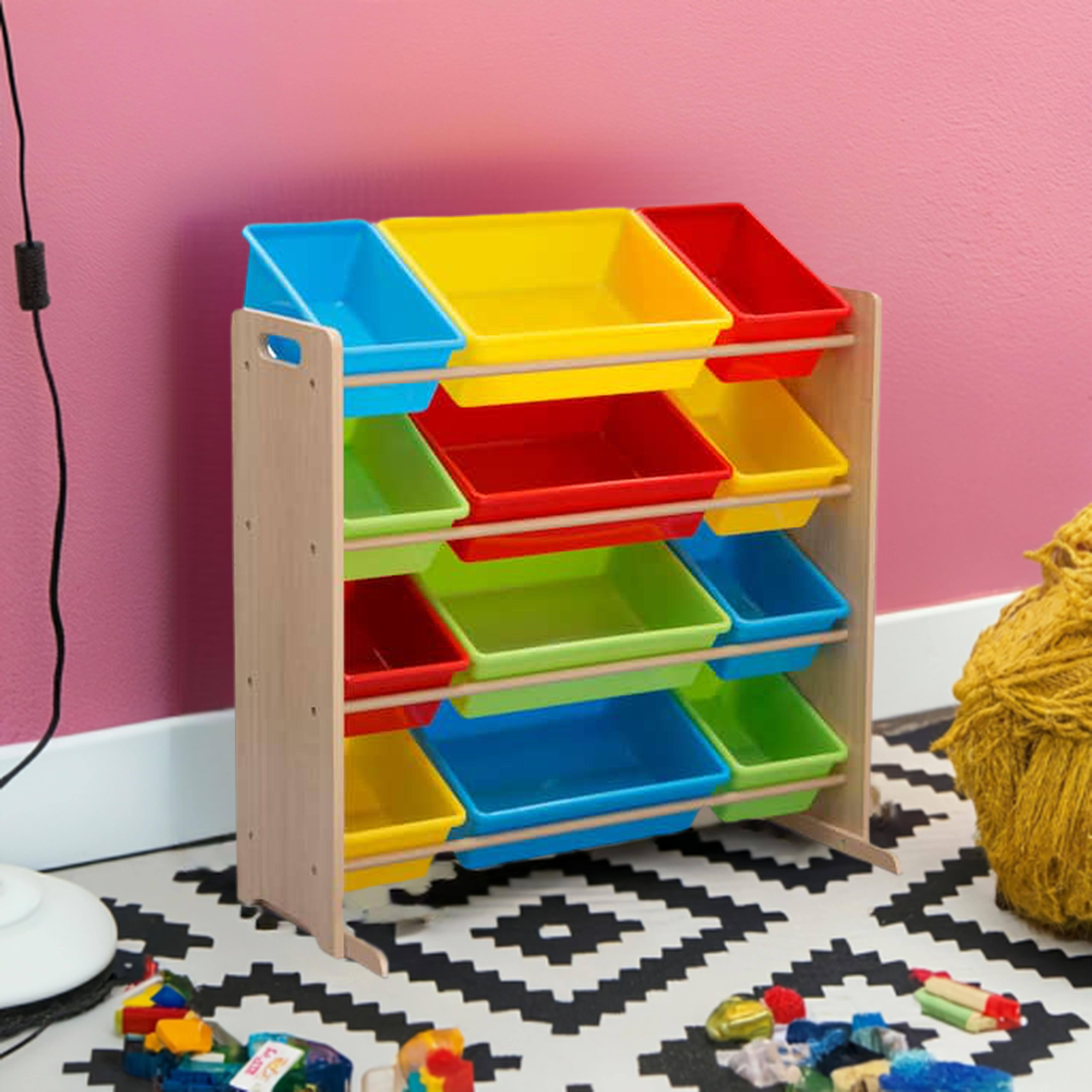 Kids Storage Organizer With 12 Plastic Bins