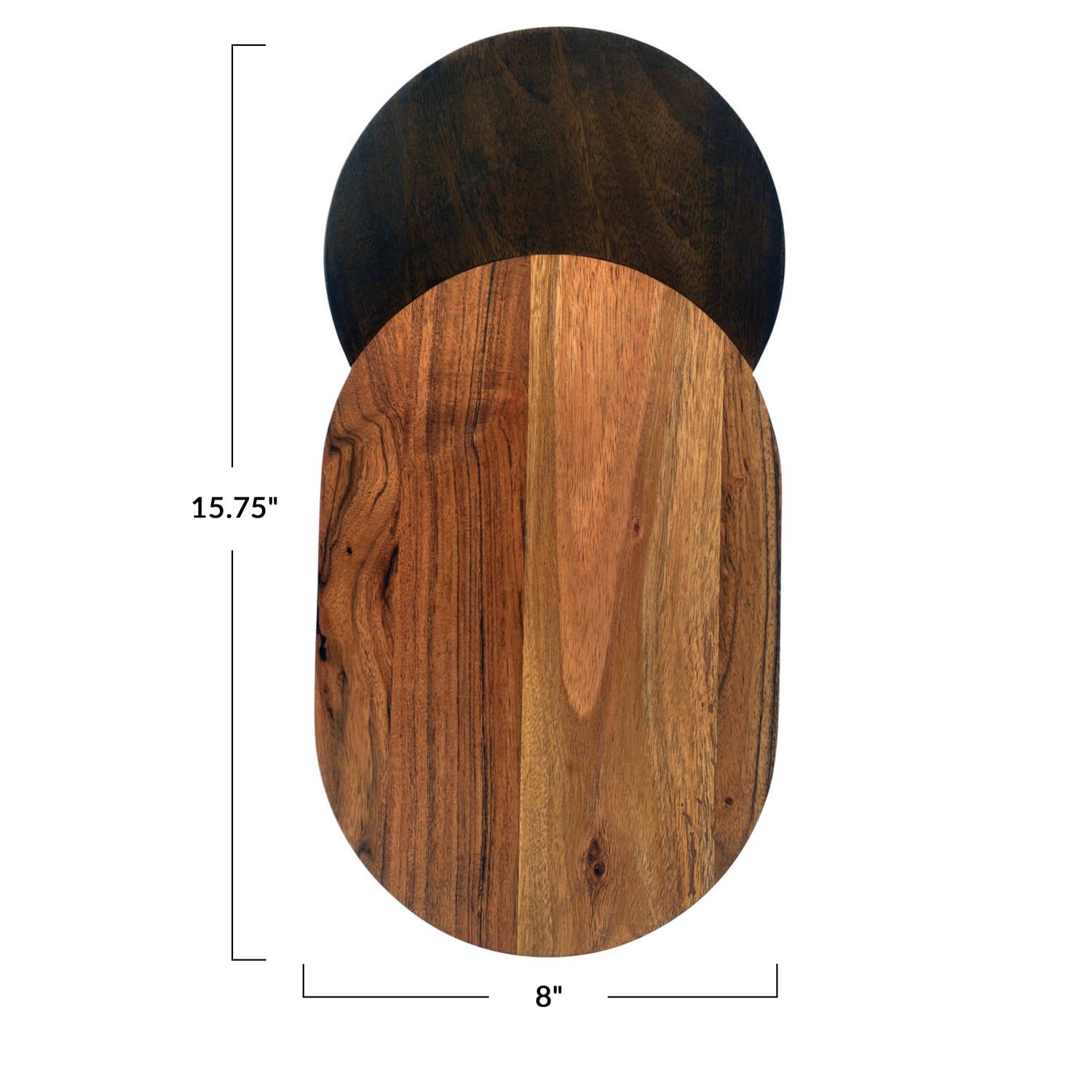 15.75&#x22; Natural &#x26; Walnut Oval Two-Tone Wood Cheese &#x26; Cutting Board