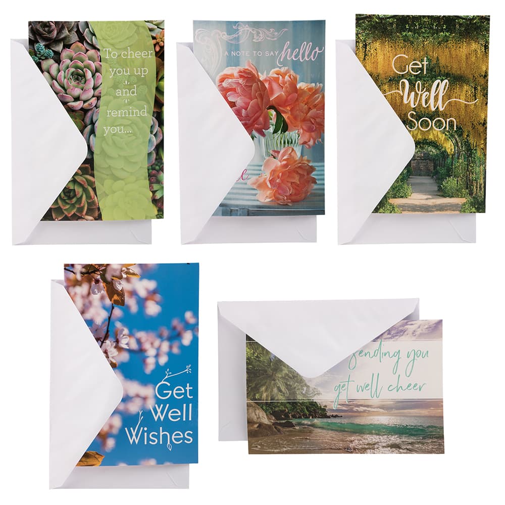 JAM Paper 4&#x22; x 6&#x22; Assorted Nature Get Well Cards &#x26; Envelopes, 10ct.