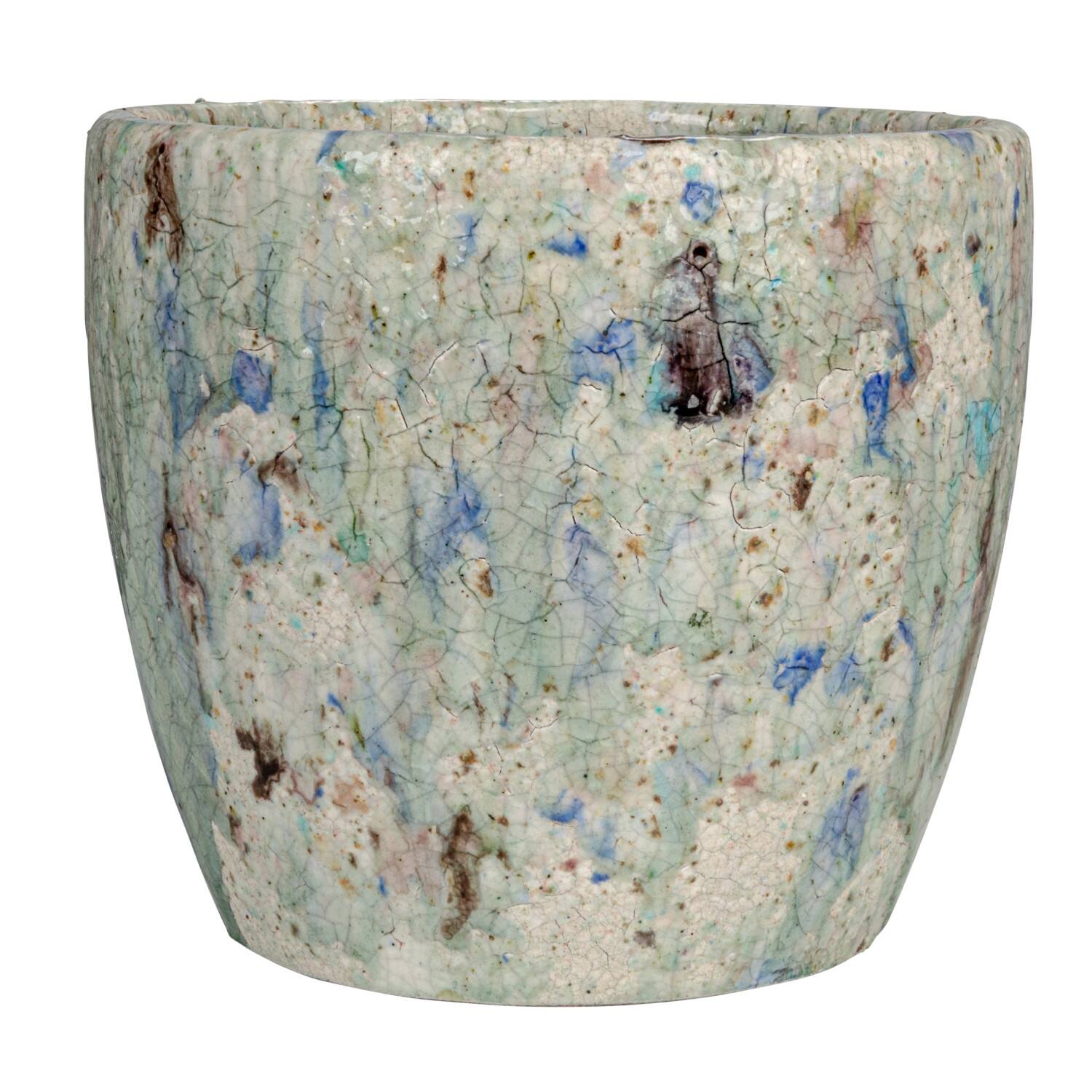 Hello Honey® 7.5" Blue Crackle Glaze Terra Cotta Planter