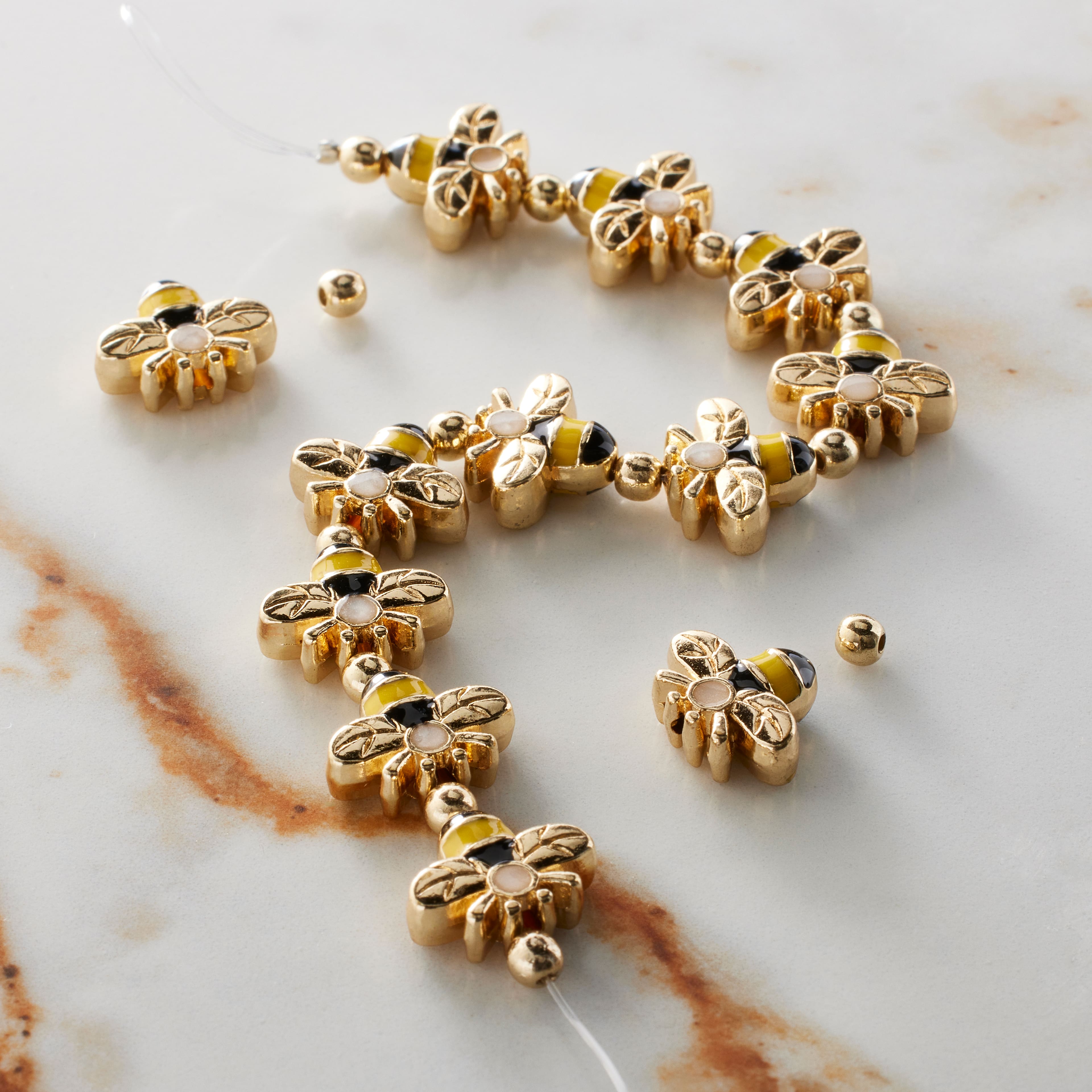 Enamel Metal Bee Beads, 14mm by Bead Landing™