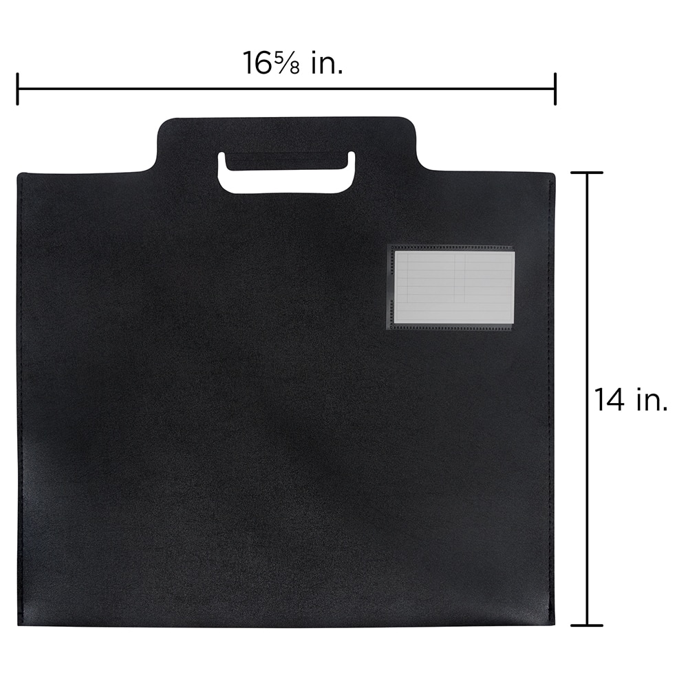 JAM Paper Black Plastic Thin Portfolio File Carry Case with Handles