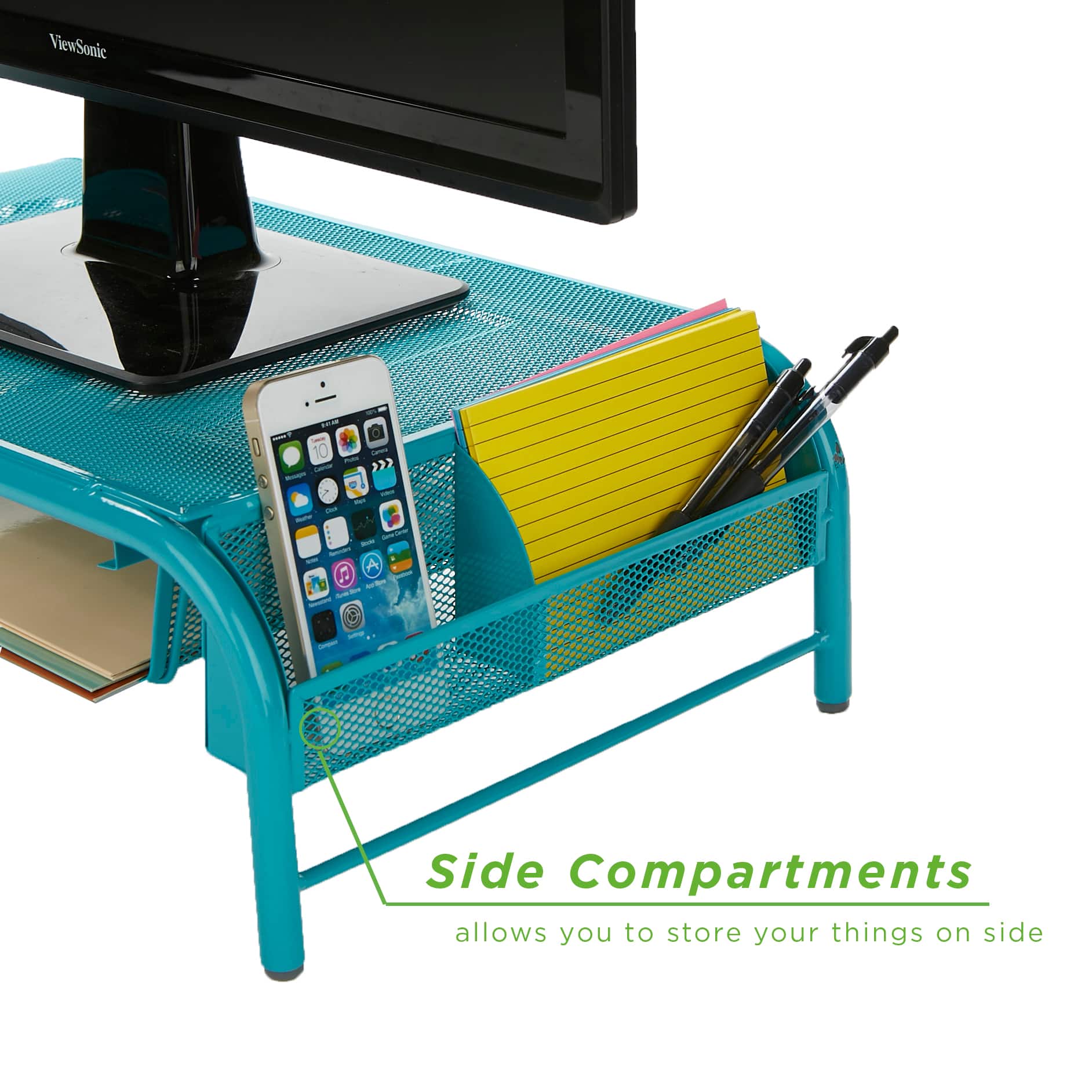 Mind Reader Metal Mesh Monitor Stand & Desk Organizer