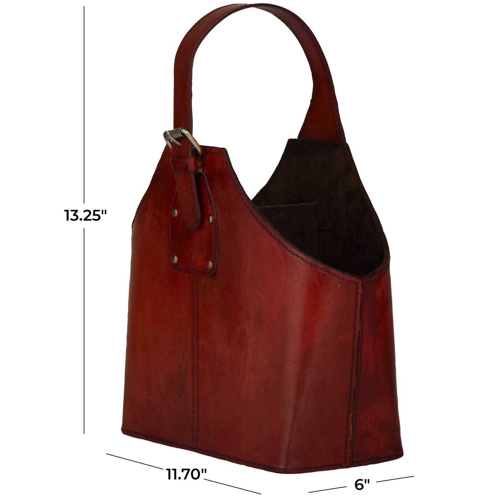 Red Leather Wine Holder with Carrying Handle