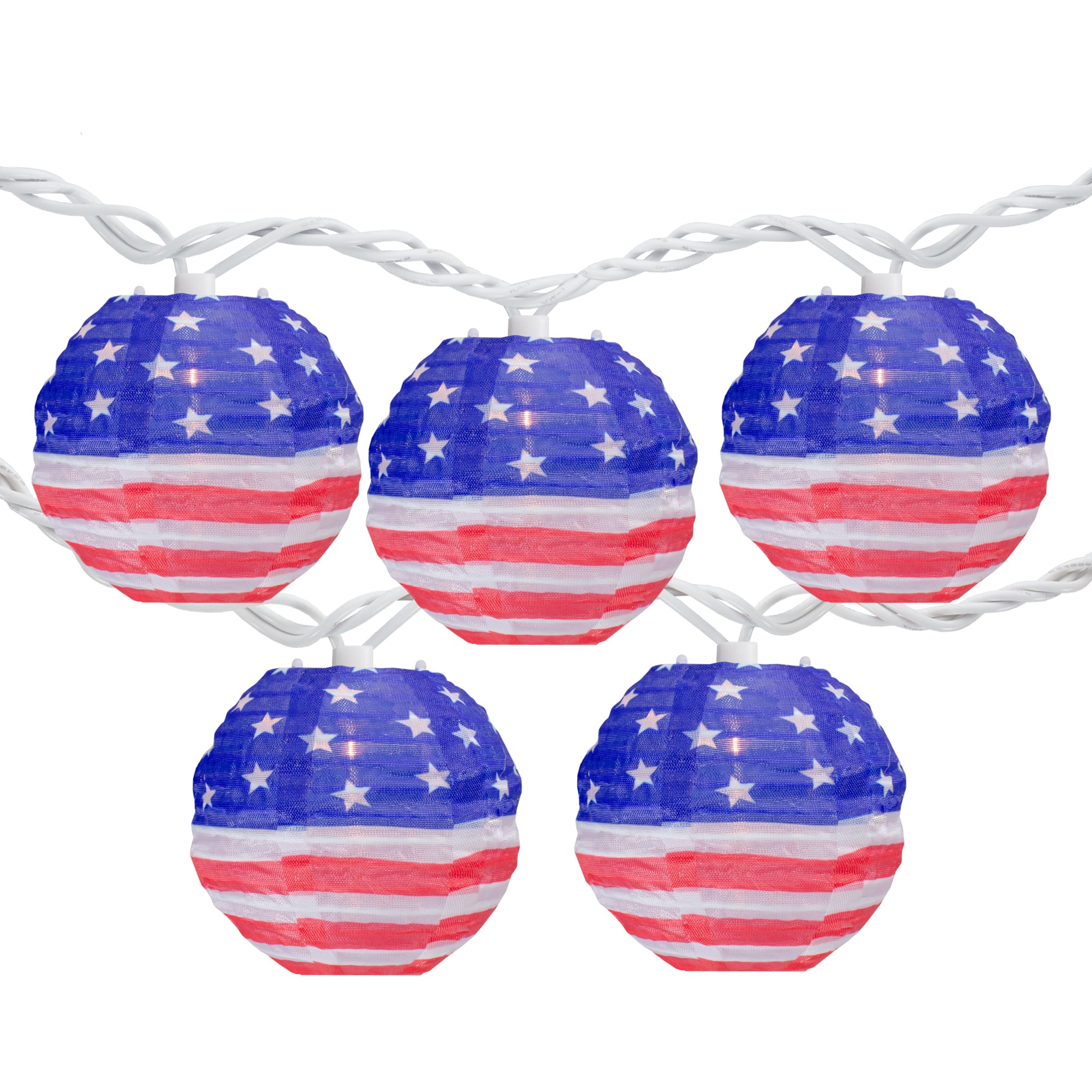 10ct. American Flag 4th of July Paper Lantern Lights