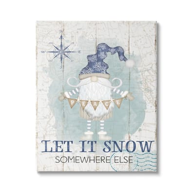 Stupell Industries Let It Snow Somewhere Else Gnome Canvas Wall Art in Blue | 30" x 40" | Michaels®